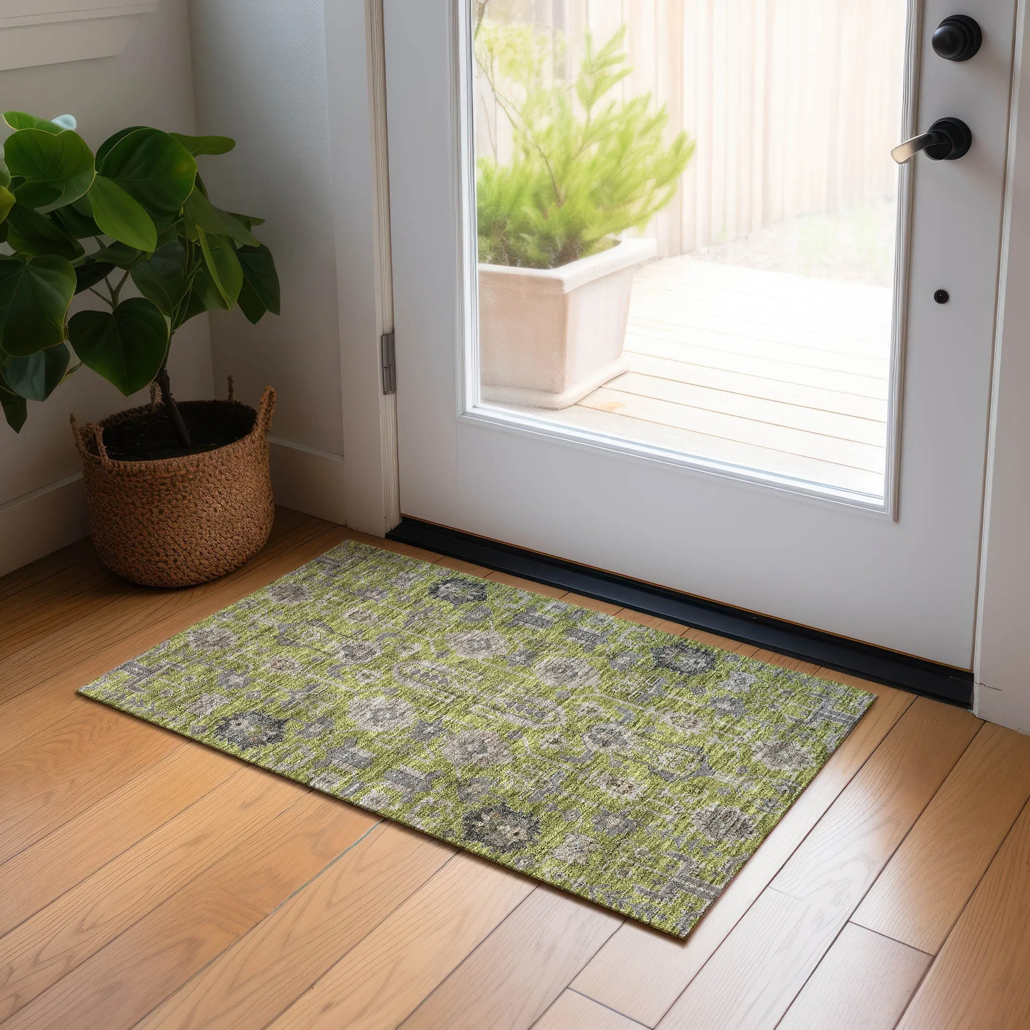 Machine Washable Indoor/ Outdoor Chantille Traditional Boho Rug