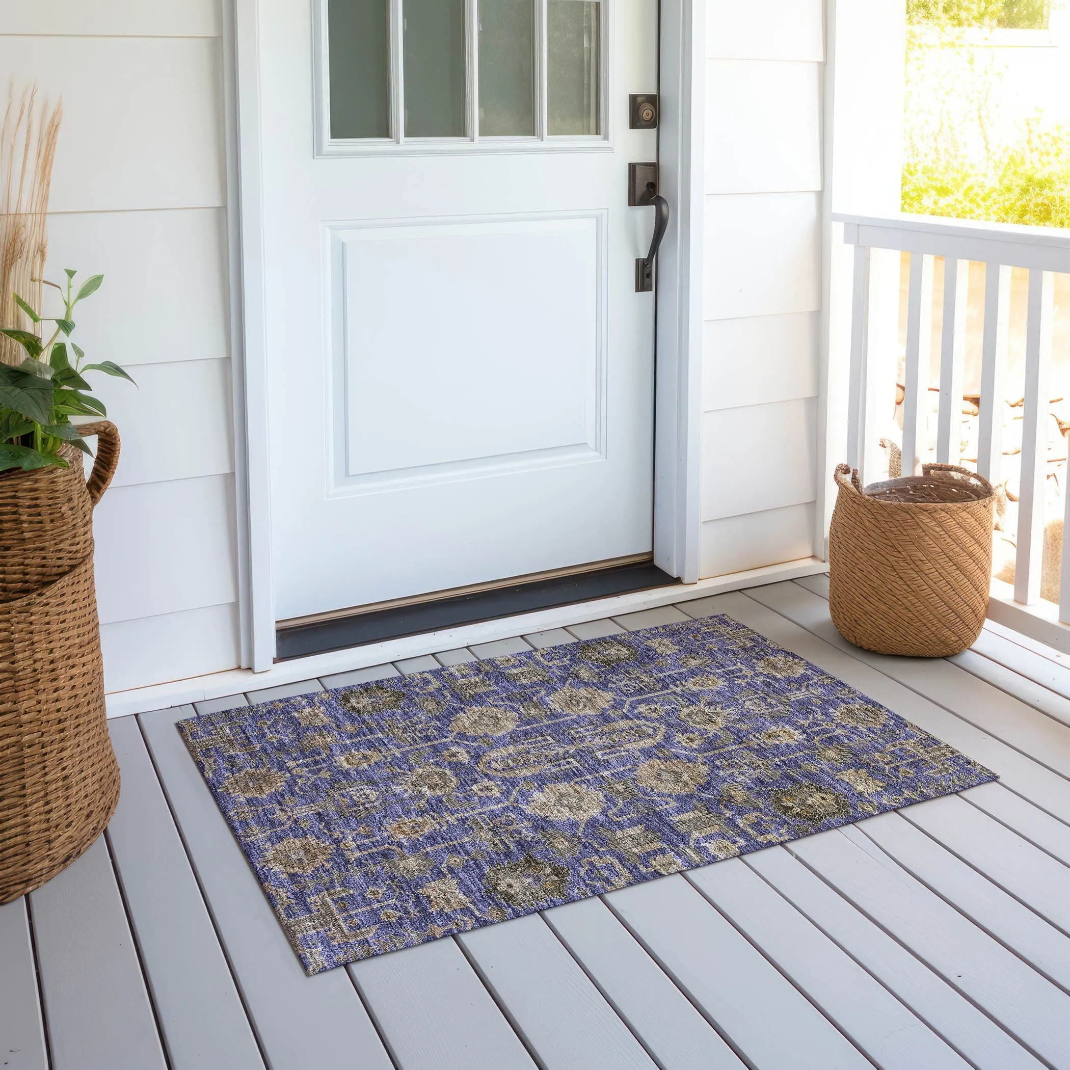 Machine Washable Indoor/ Outdoor Chantille Traditional Boho Rug
