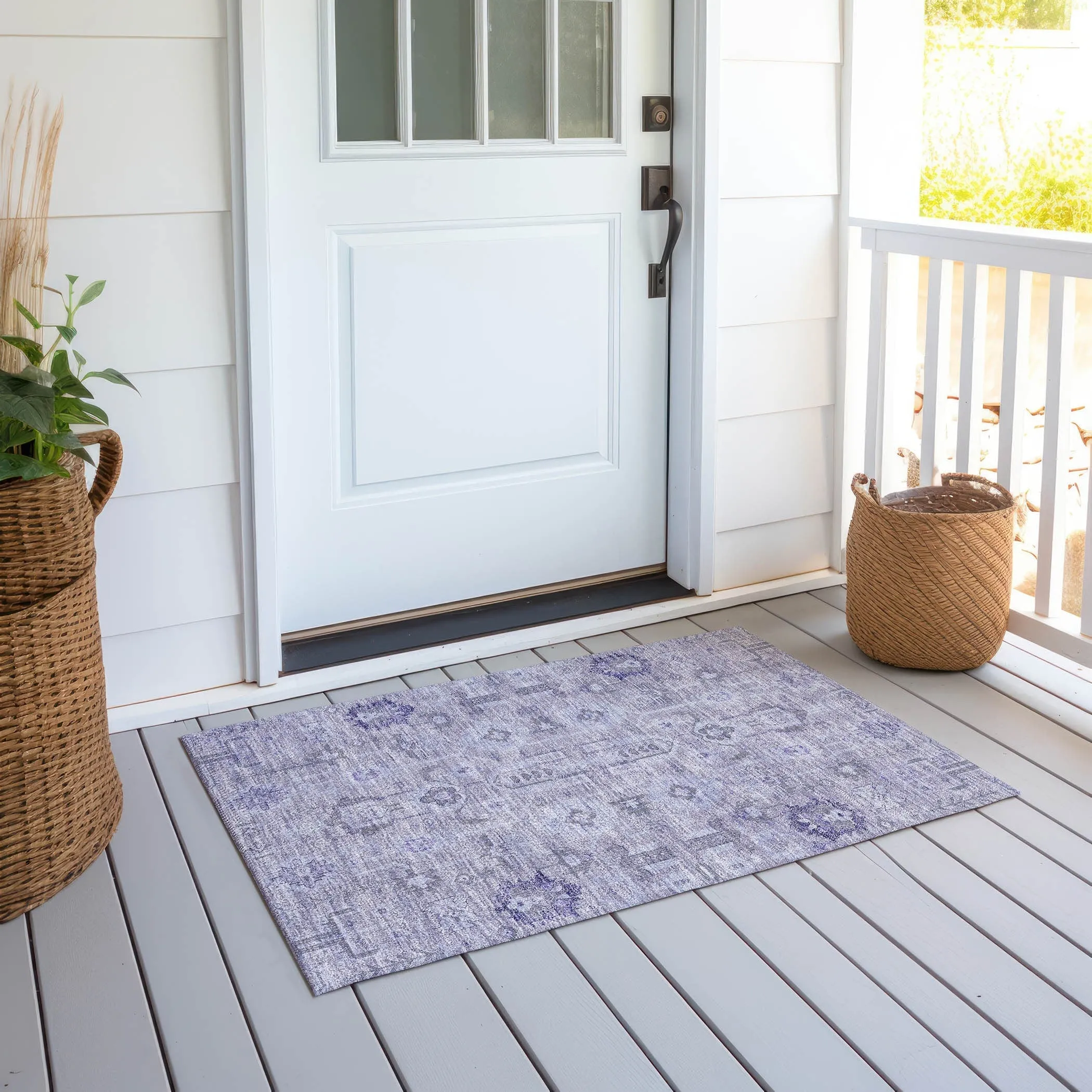 Machine Washable Indoor/ Outdoor Chantille Traditional Boho Rug