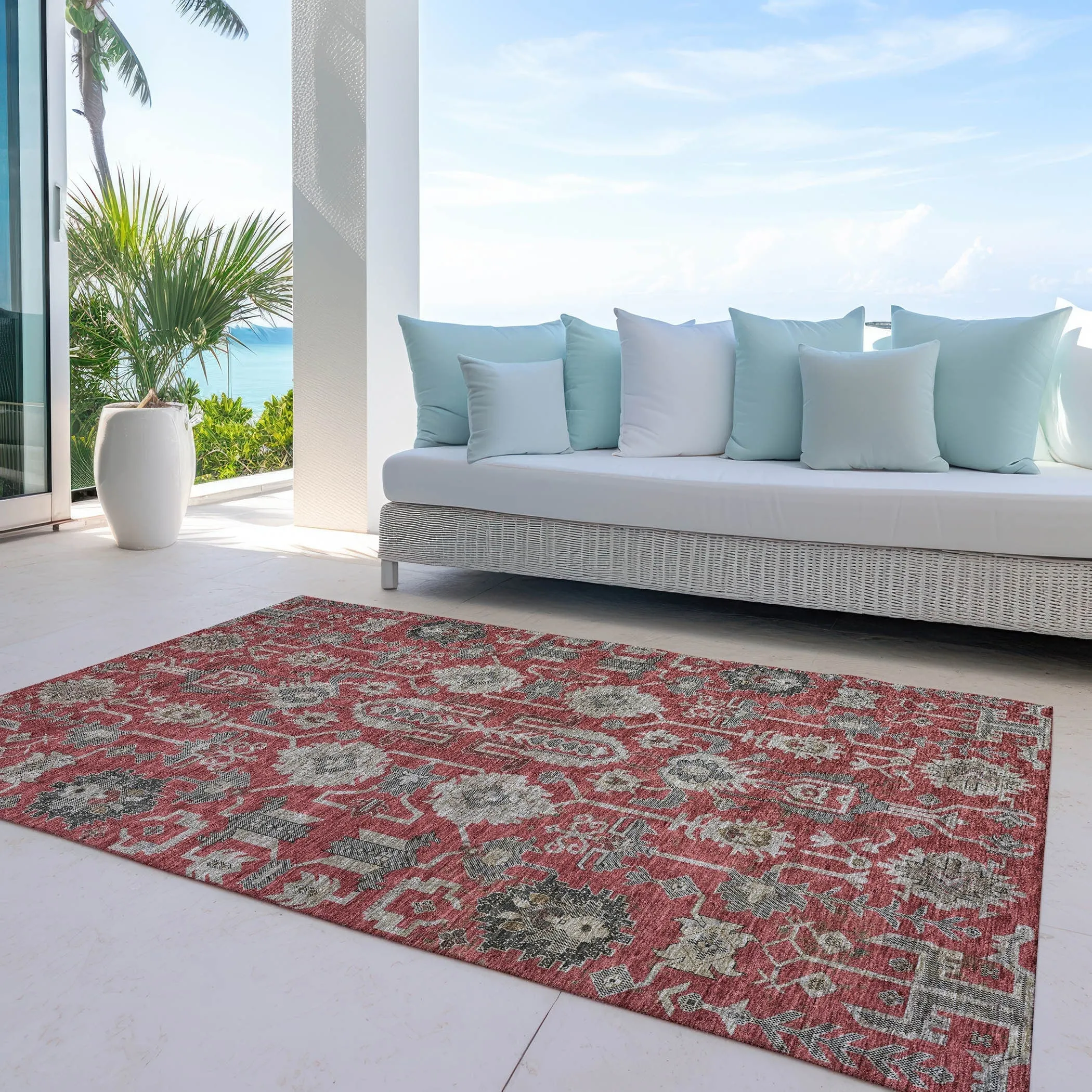 Machine Washable Indoor/ Outdoor Chantille Traditional Boho Rug