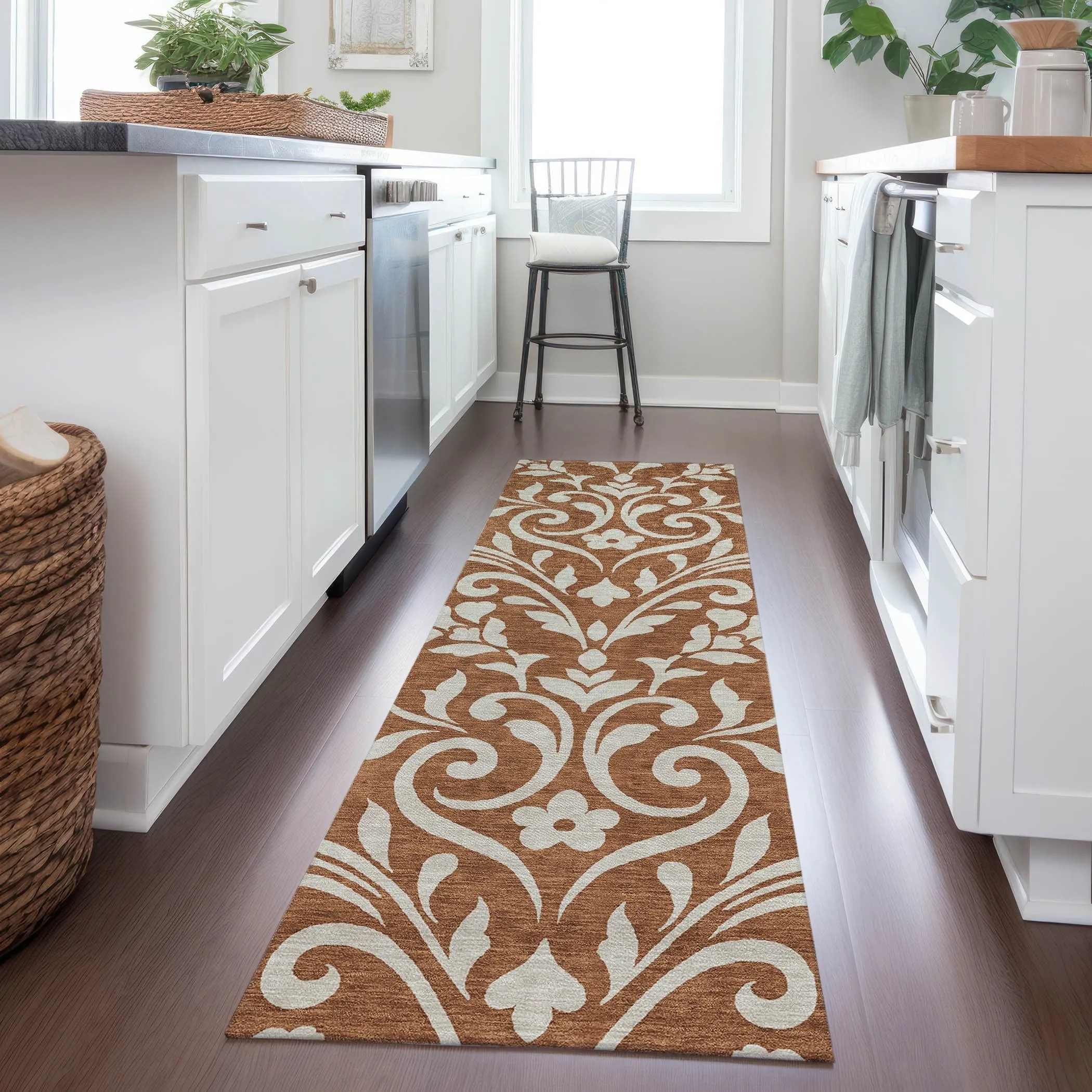 Machine Washable Indoor/ Outdoor Chantille Traditional Elegant Rug
