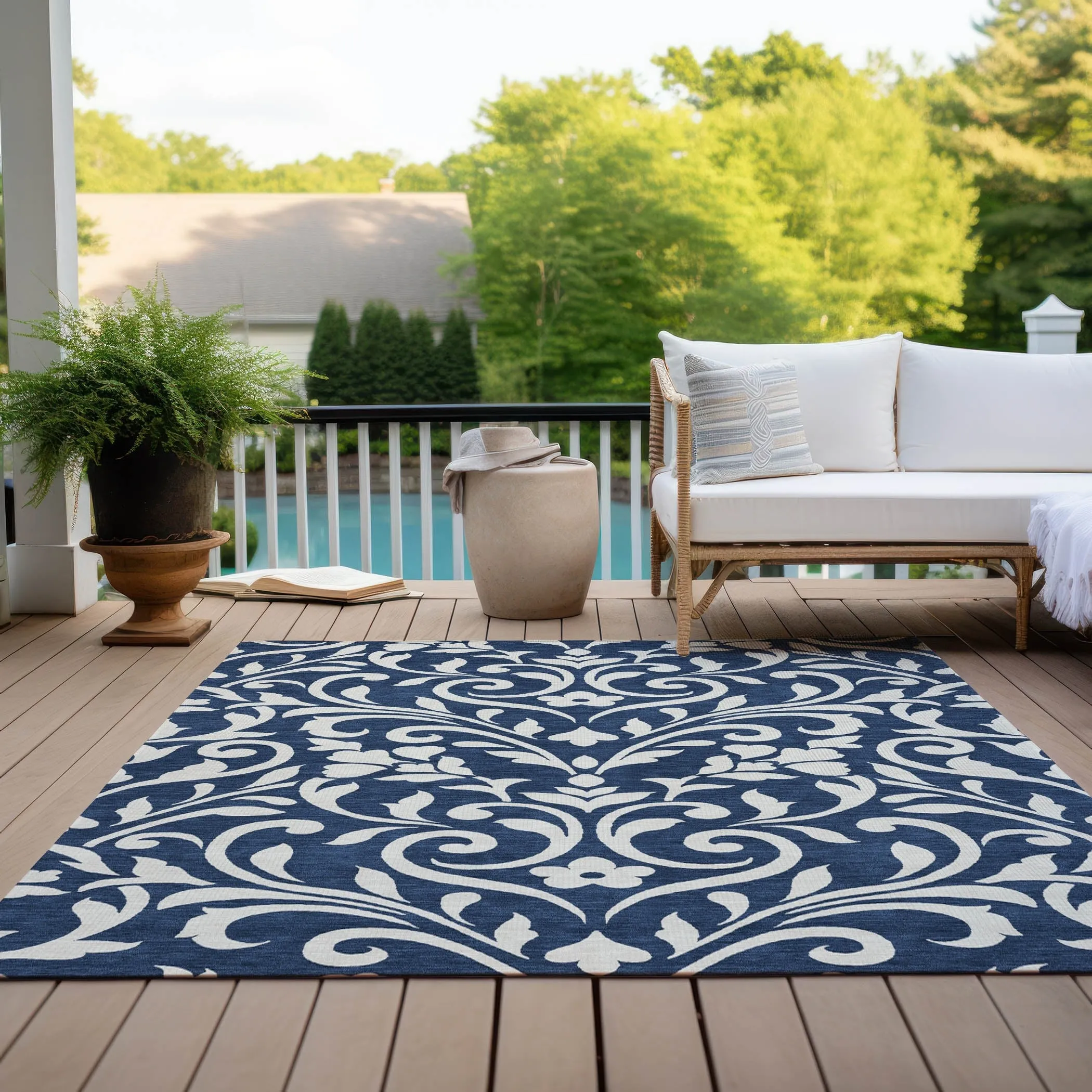 Machine Washable Indoor/ Outdoor Chantille Traditional Elegant Rug