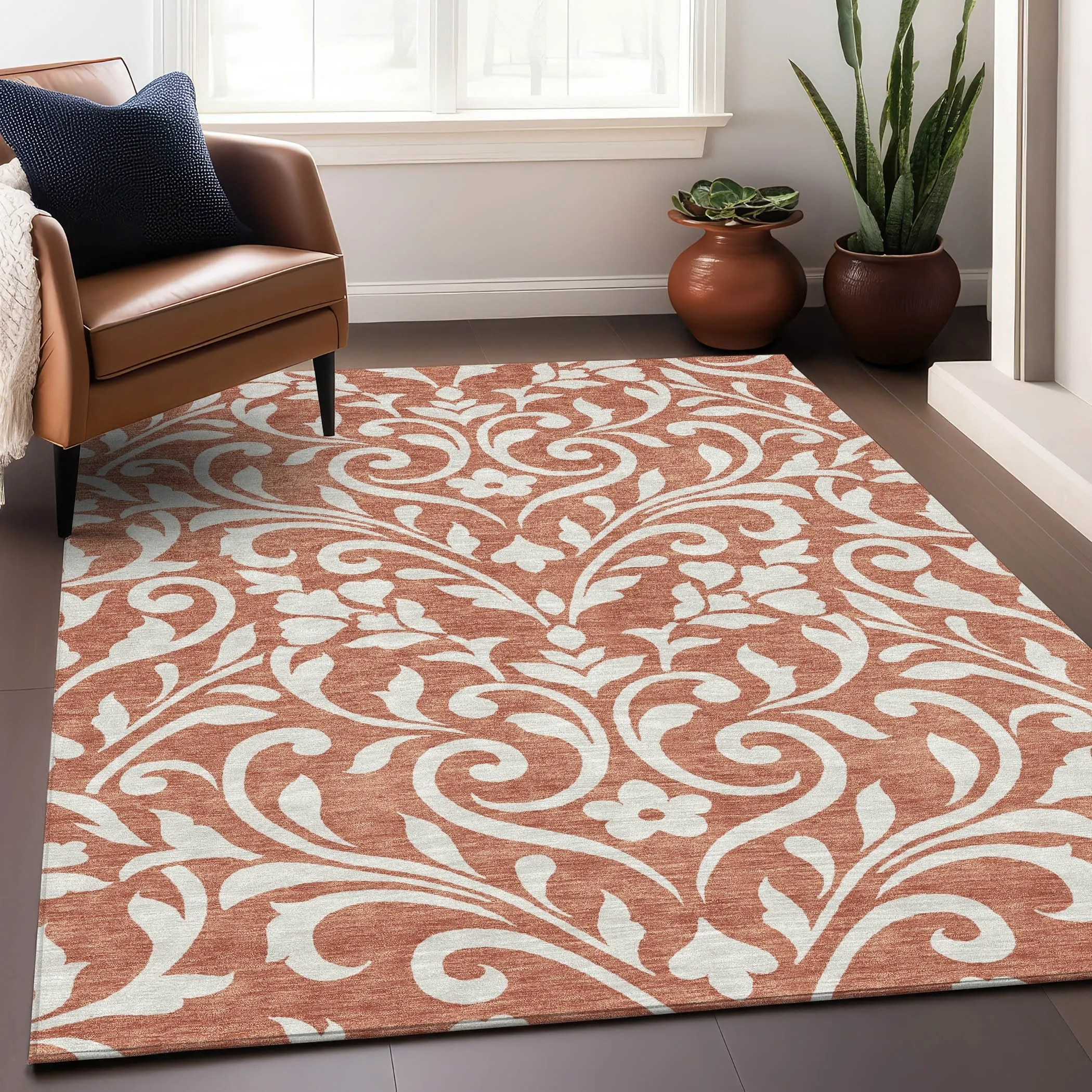 Machine Washable Indoor/ Outdoor Chantille Traditional Elegant Rug
