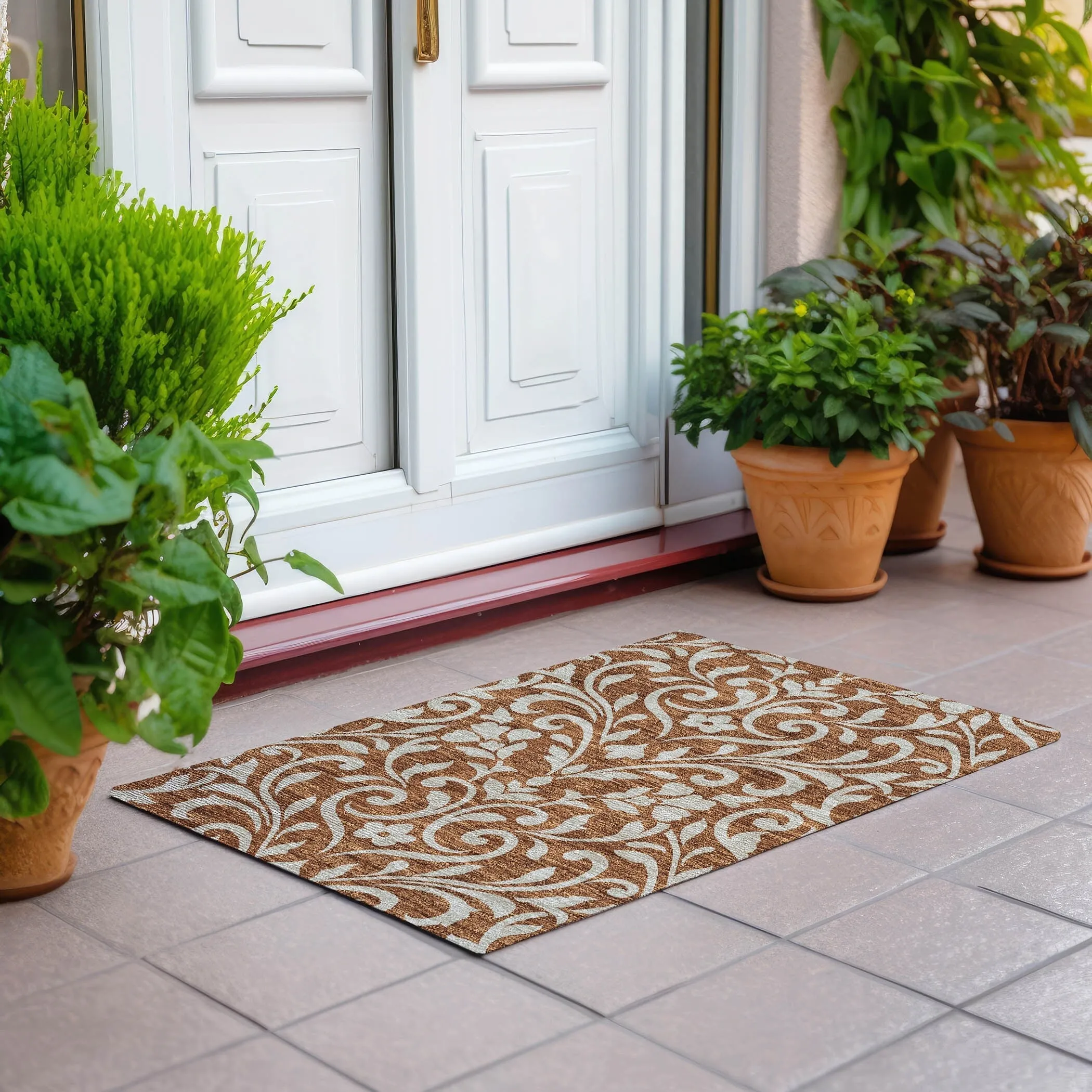 Machine Washable Indoor/ Outdoor Chantille Traditional Elegant Rug