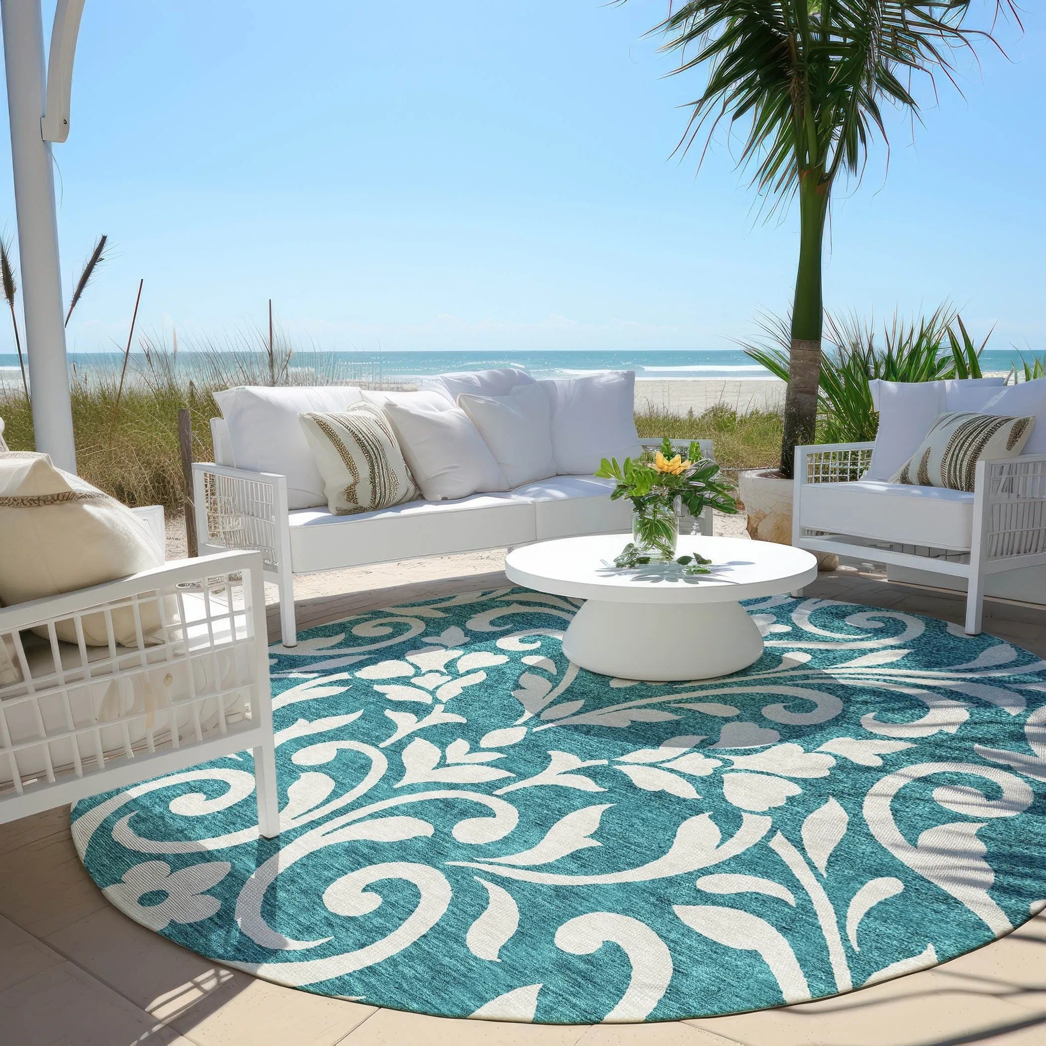 Machine Washable Indoor/ Outdoor Chantille Traditional Elegant Rug