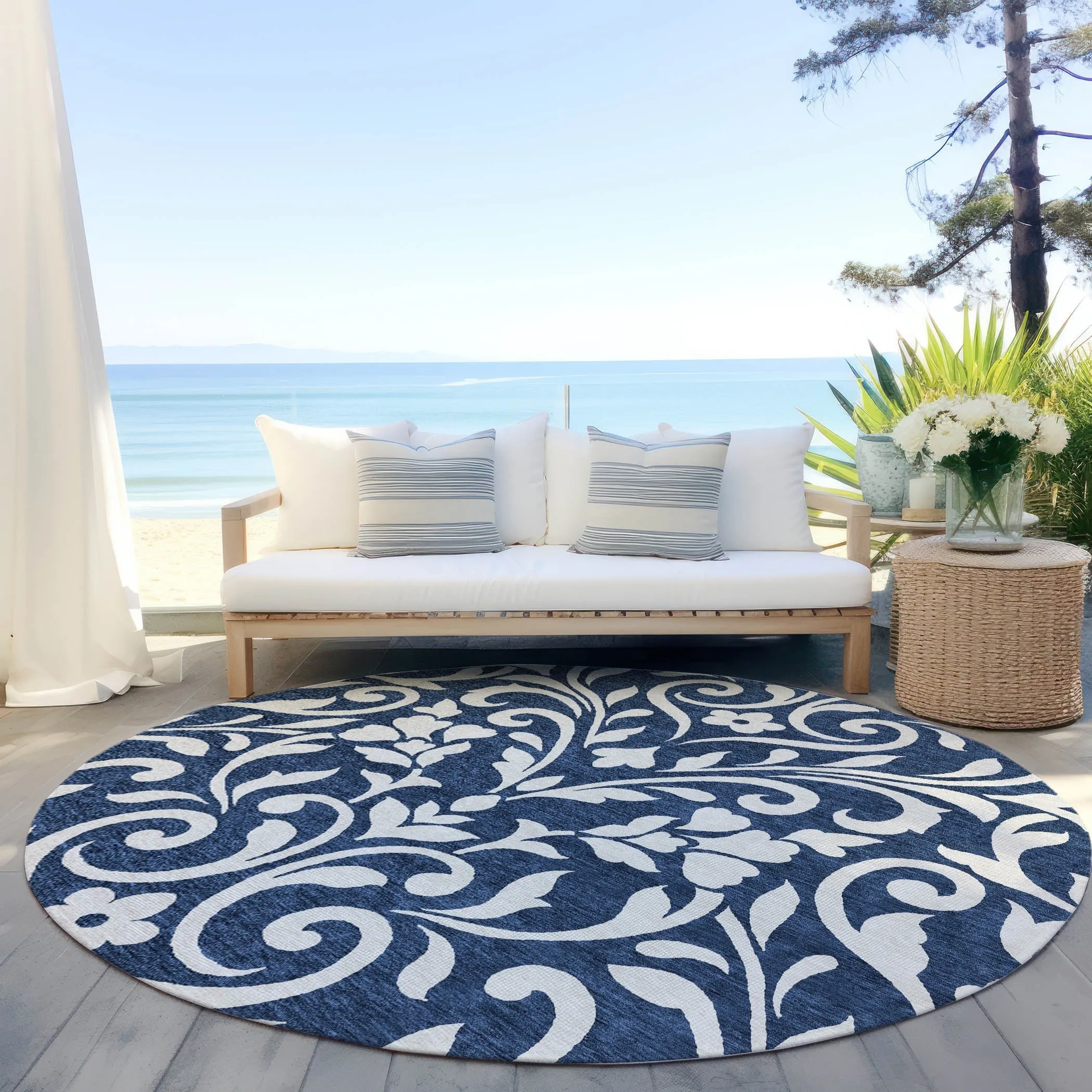 Machine Washable Indoor/ Outdoor Chantille Traditional Elegant Rug