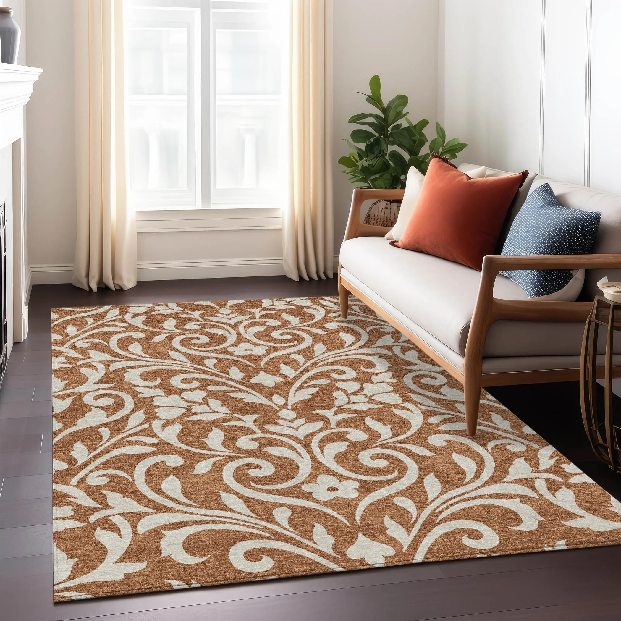 Machine Washable Indoor/ Outdoor Chantille Traditional Elegant Rug
