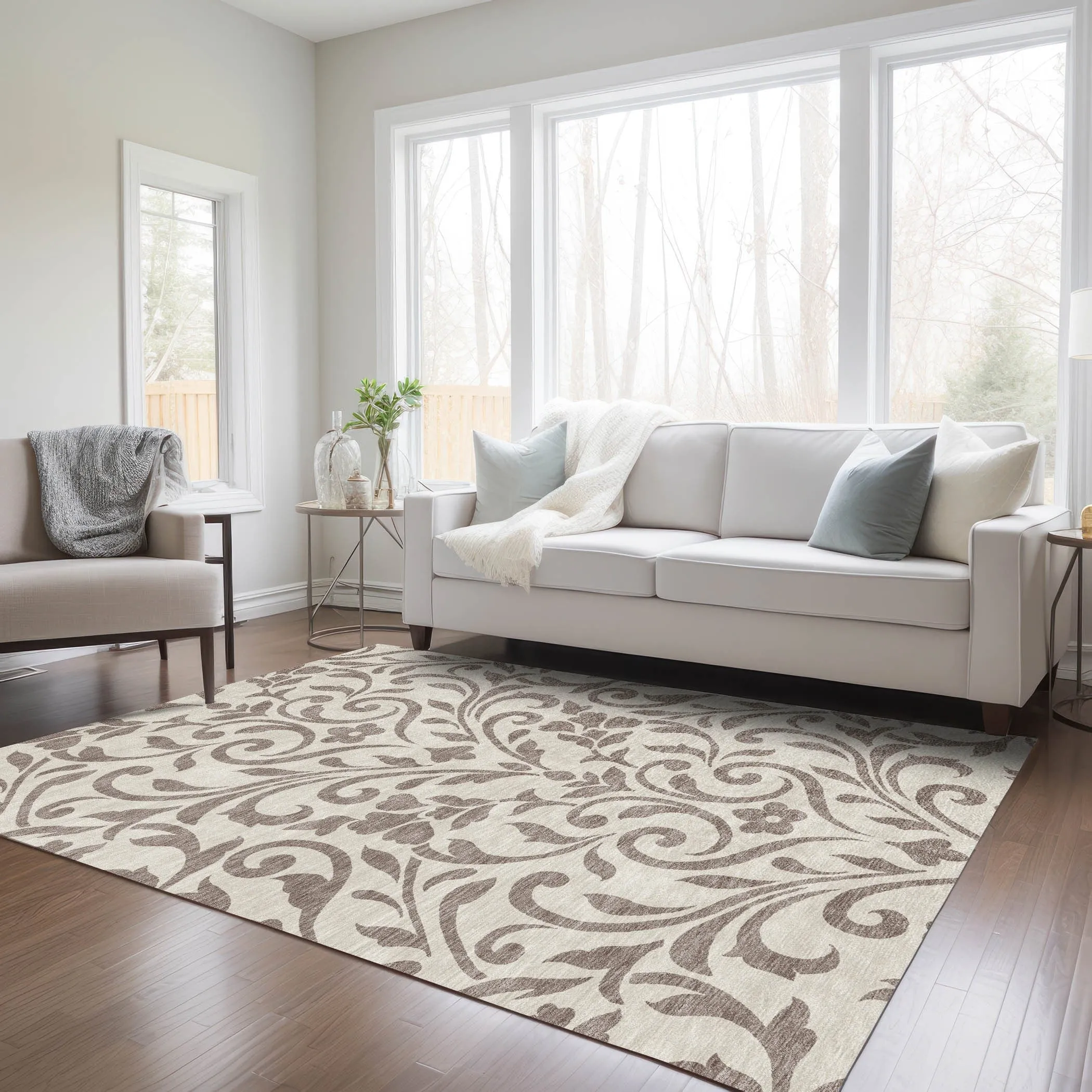 Machine Washable Indoor/ Outdoor Chantille Traditional Elegant Rug