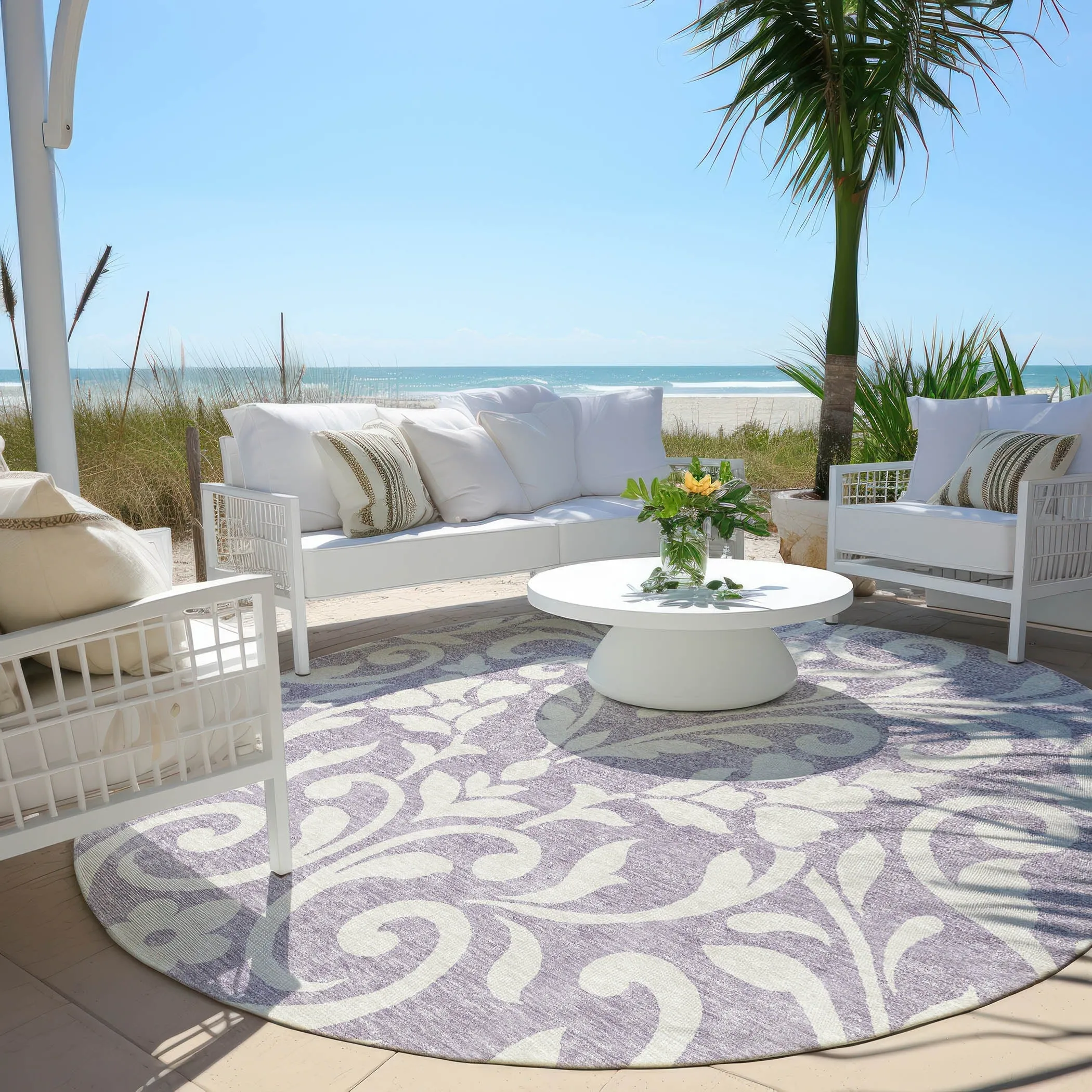 Machine Washable Indoor/ Outdoor Chantille Traditional Elegant Rug