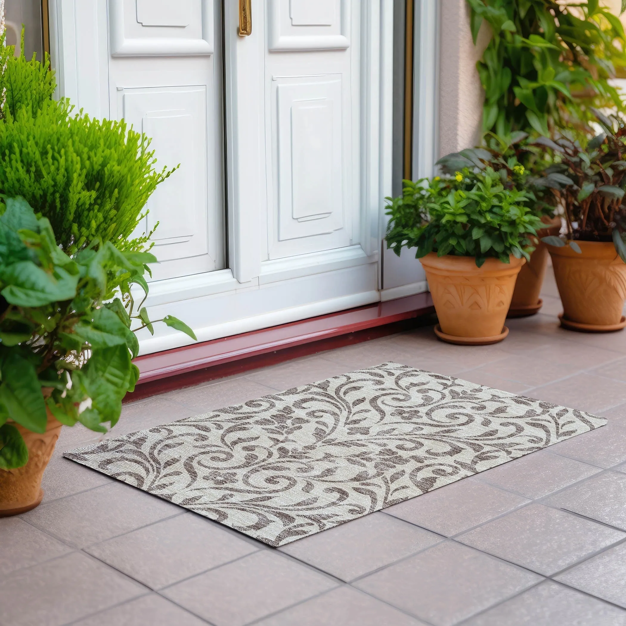 Machine Washable Indoor/ Outdoor Chantille Traditional Elegant Rug