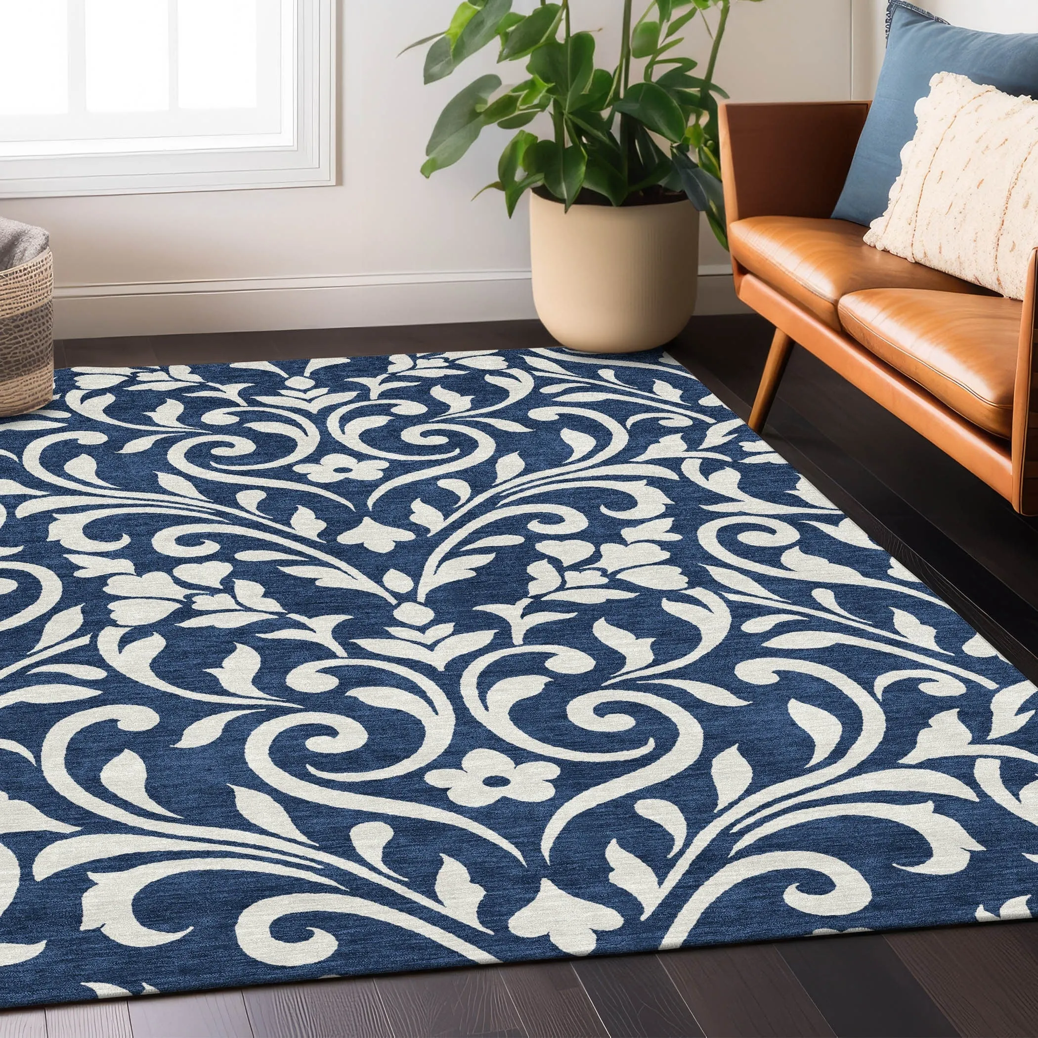 Machine Washable Indoor/ Outdoor Chantille Traditional Elegant Rug
