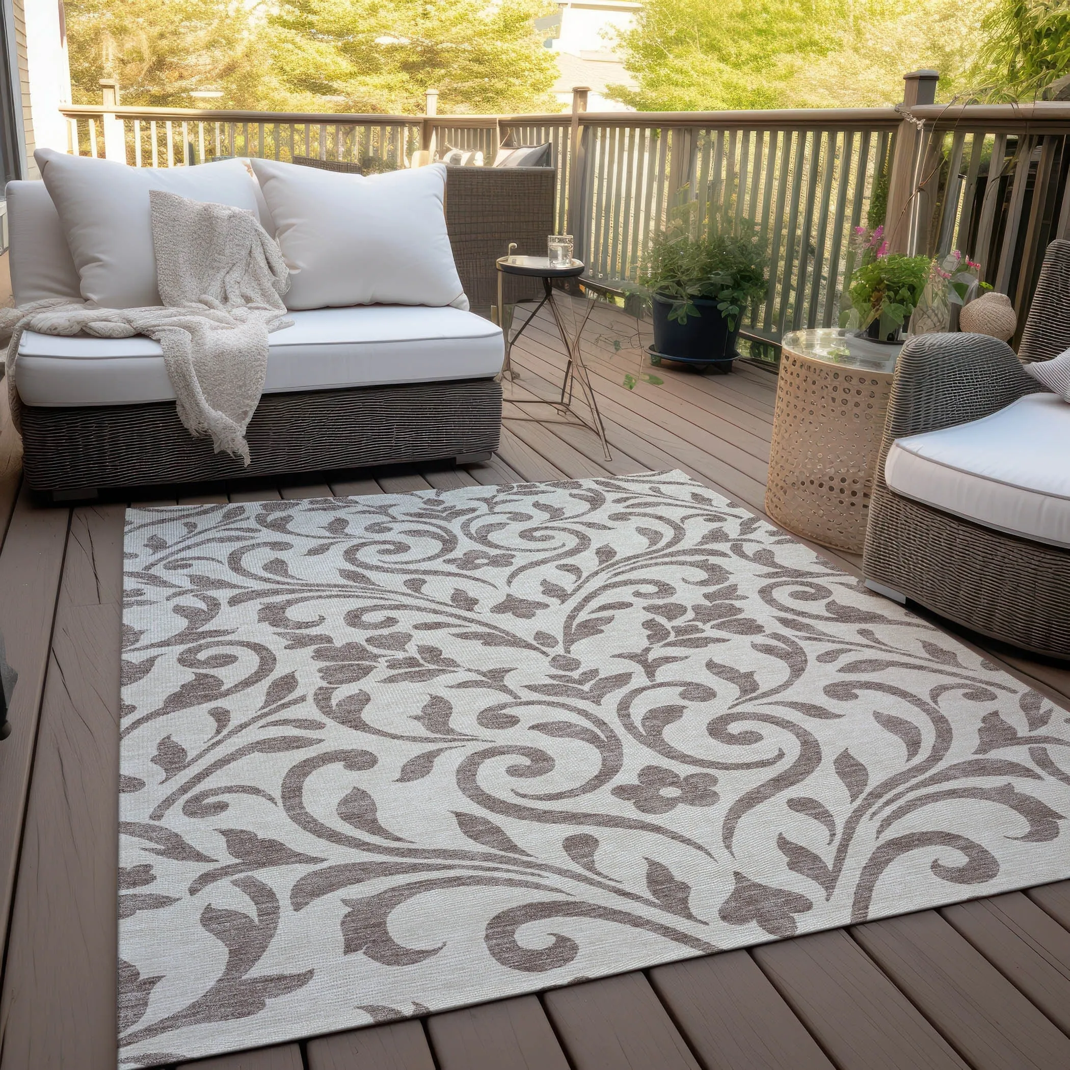 Machine Washable Indoor/ Outdoor Chantille Traditional Elegant Rug