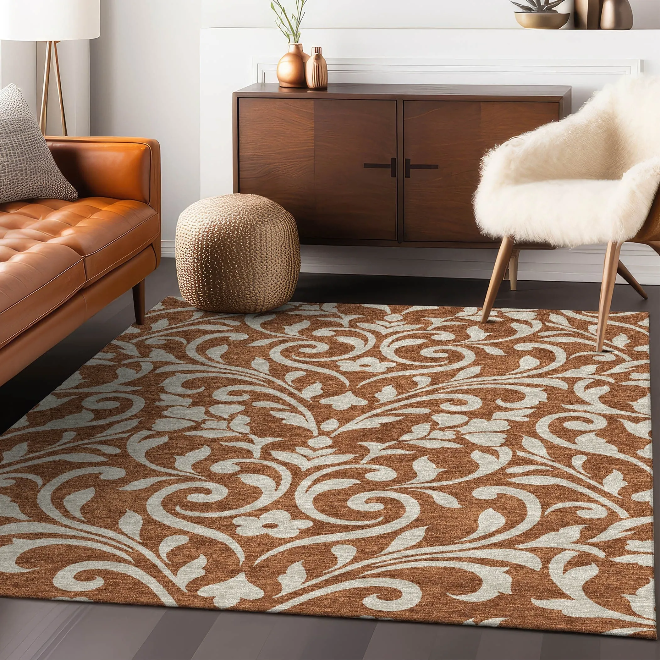 Machine Washable Indoor/ Outdoor Chantille Traditional Elegant Rug