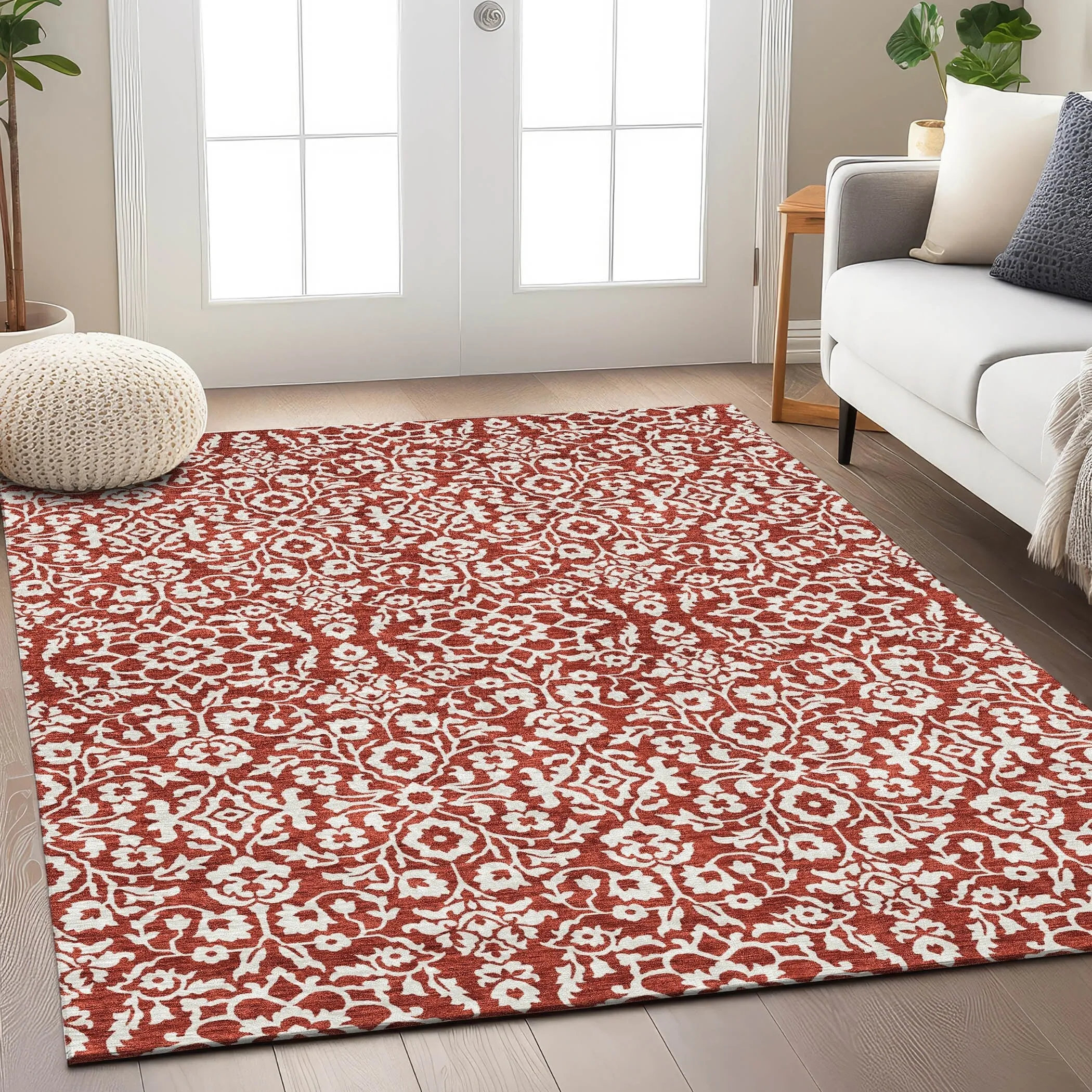 Machine Washable Indoor/ Outdoor Chantille Traditional Farmhouse Rug