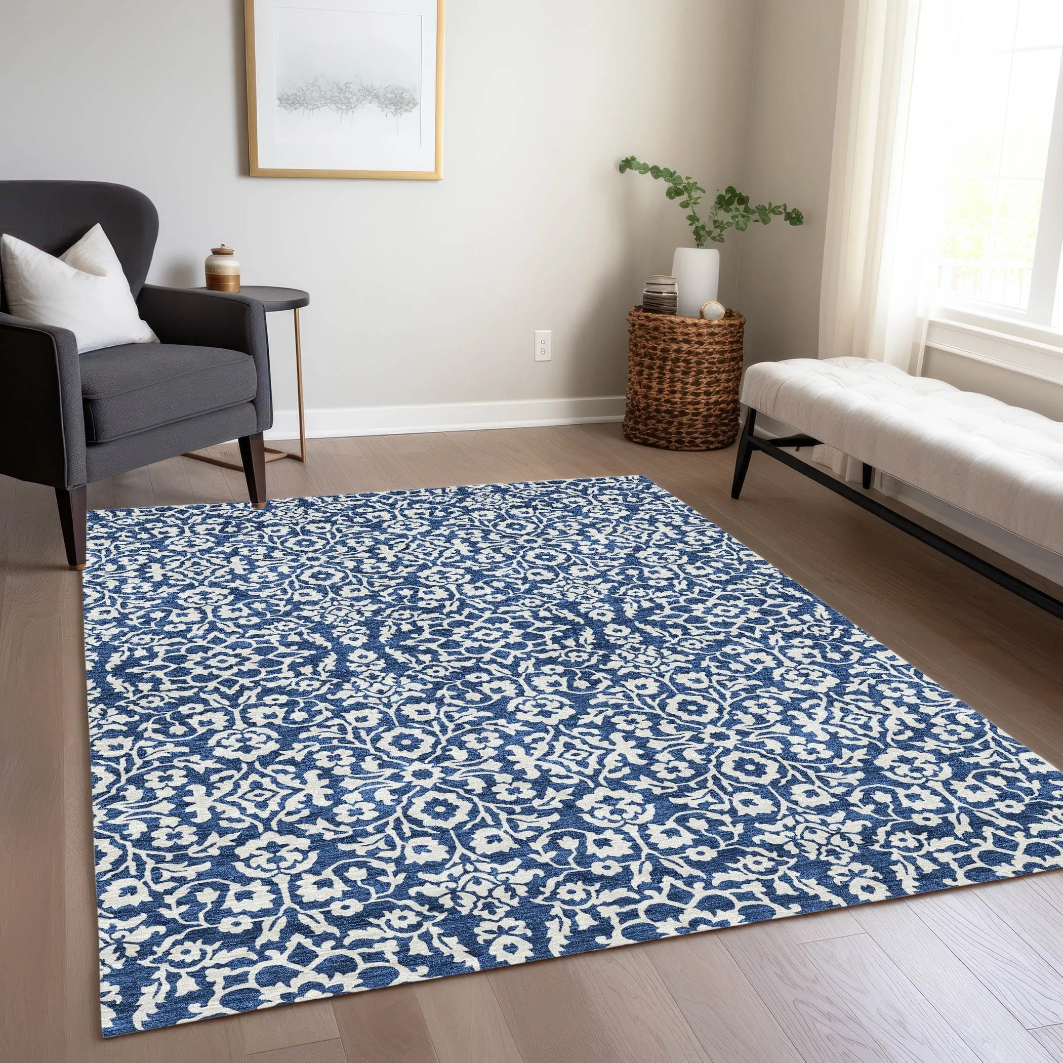 Machine Washable Indoor/ Outdoor Chantille Traditional Farmhouse Rug