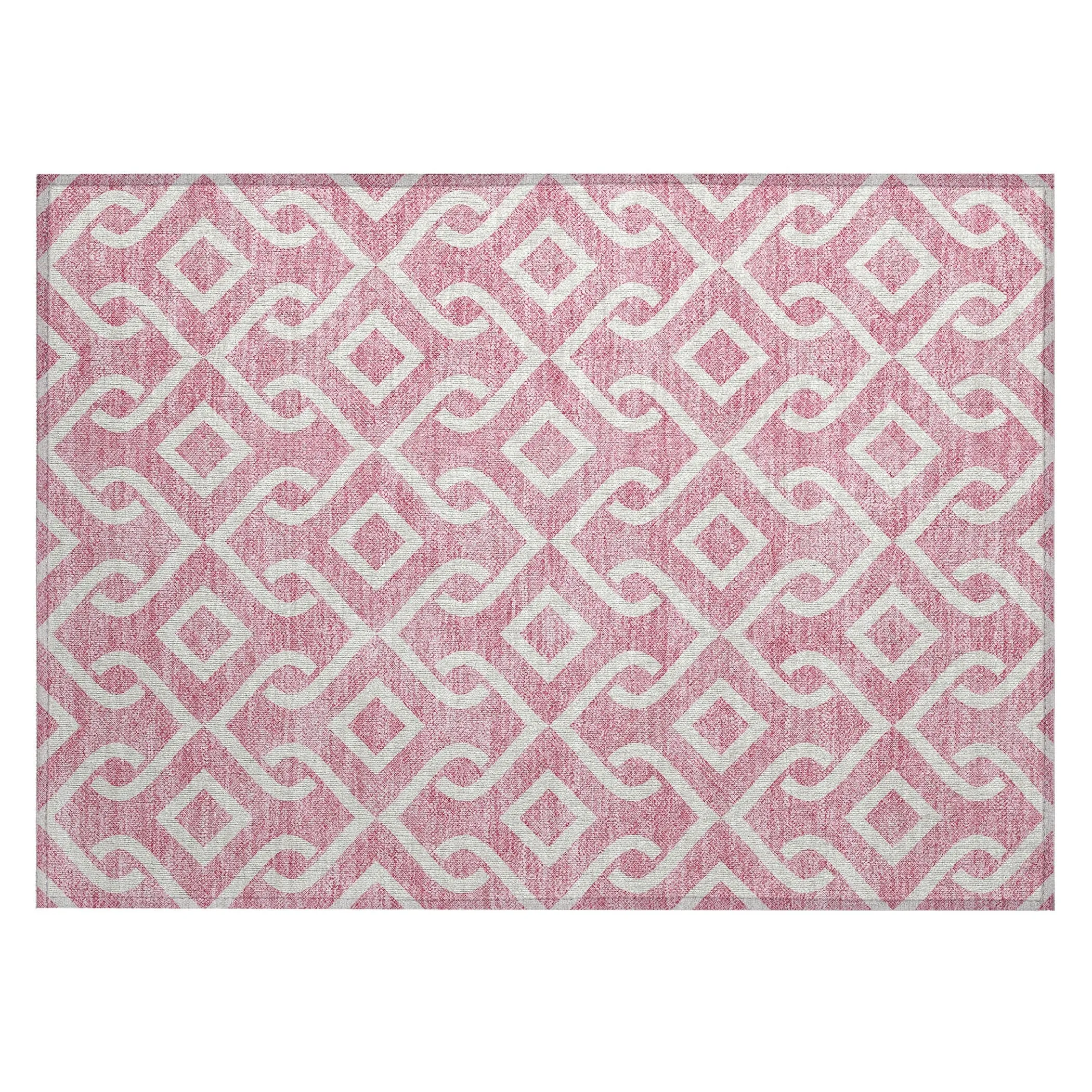Machine Washable Indoor/ Outdoor Chantille Trellis Scroll Rug