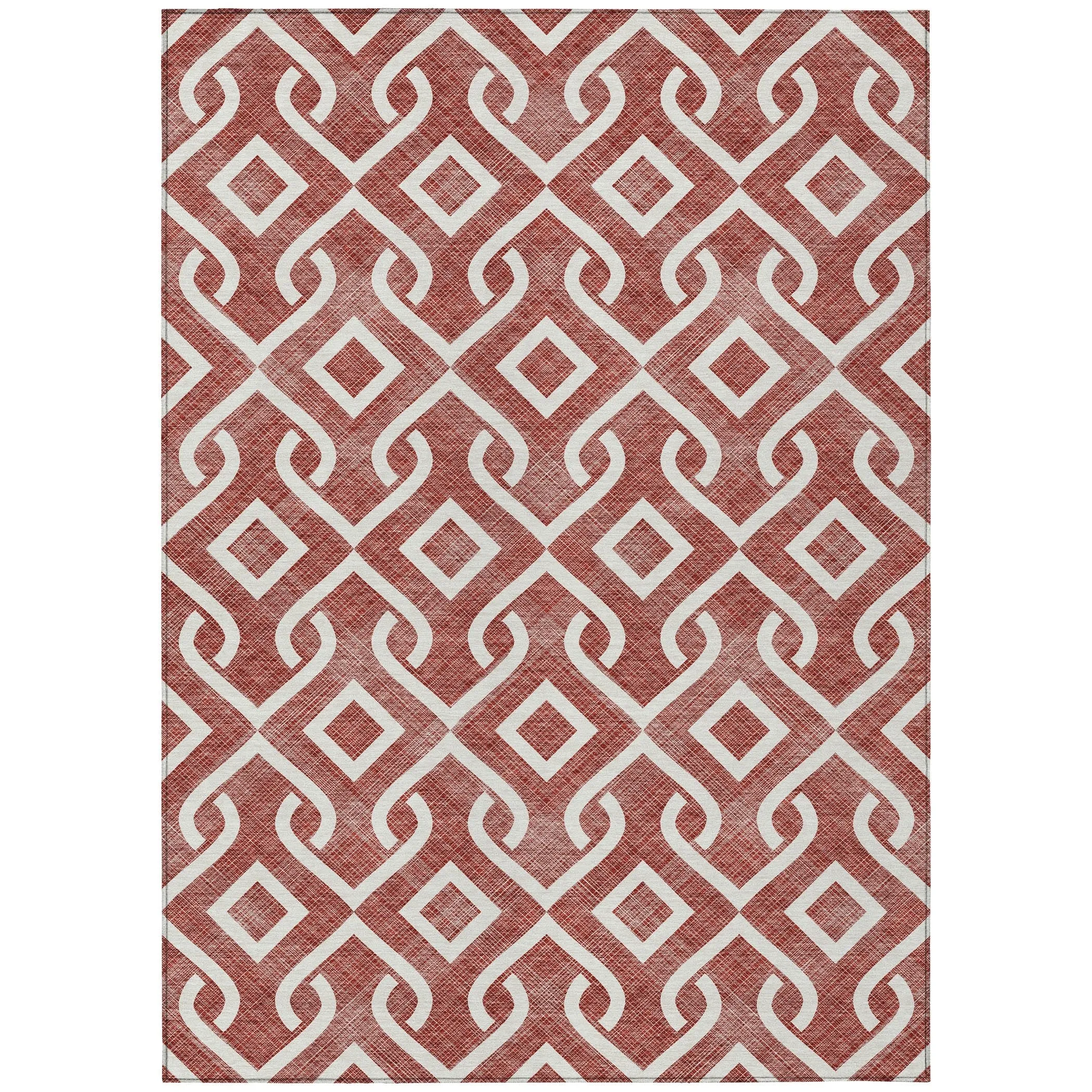 Machine Washable Indoor/ Outdoor Chantille Trellis Scroll Rug