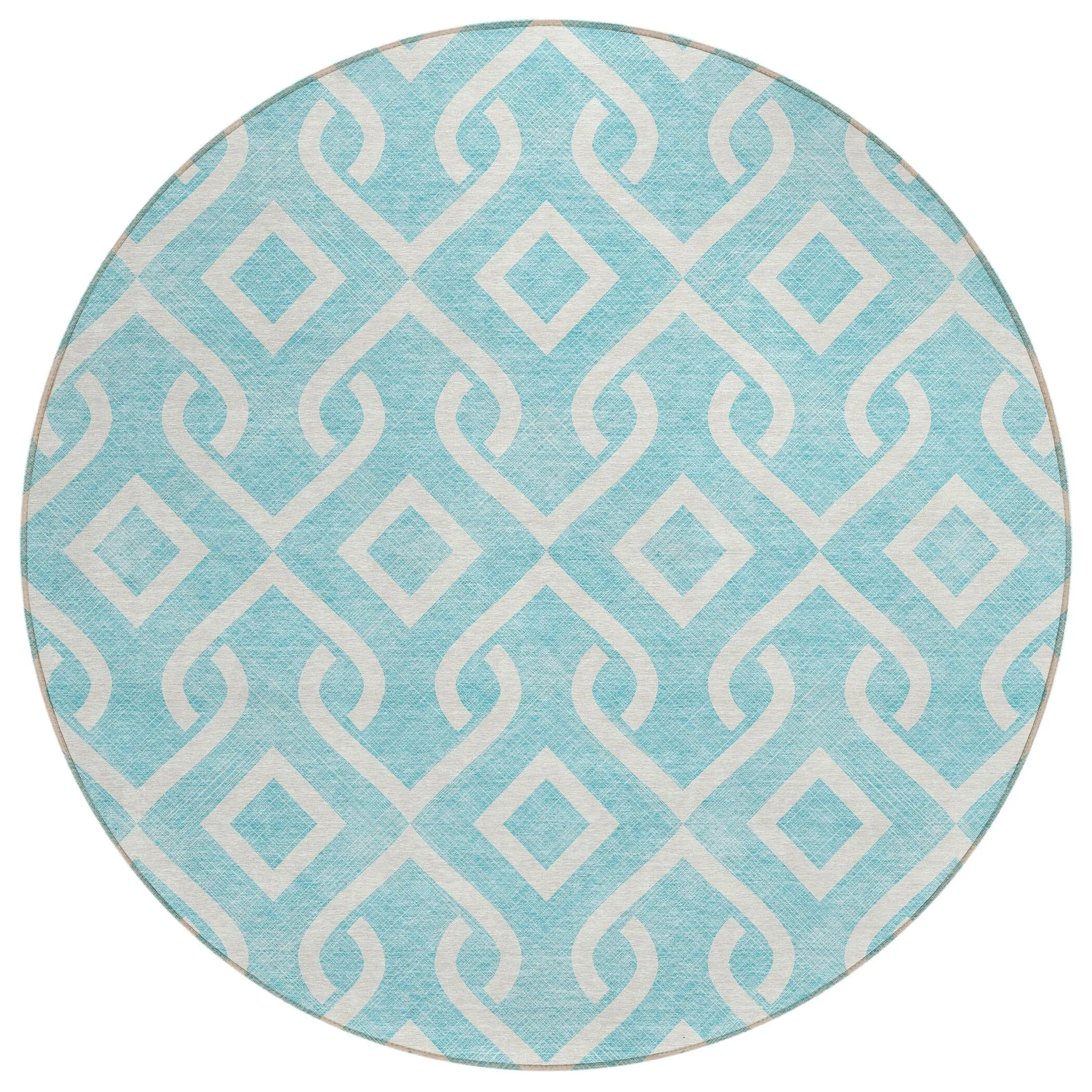Machine Washable Indoor/ Outdoor Chantille Trellis Scroll Rug