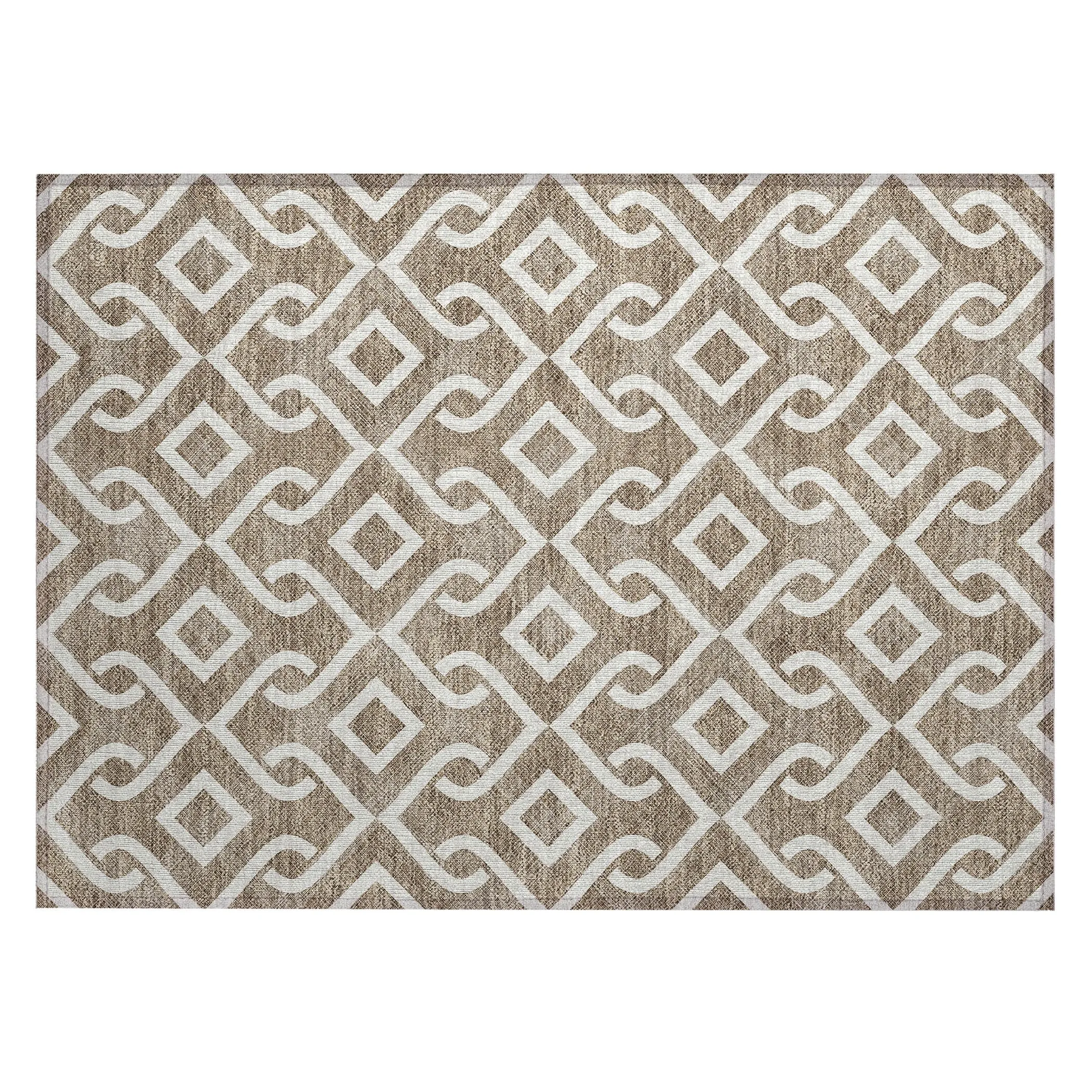 Machine Washable Indoor/ Outdoor Chantille Trellis Scroll Rug
