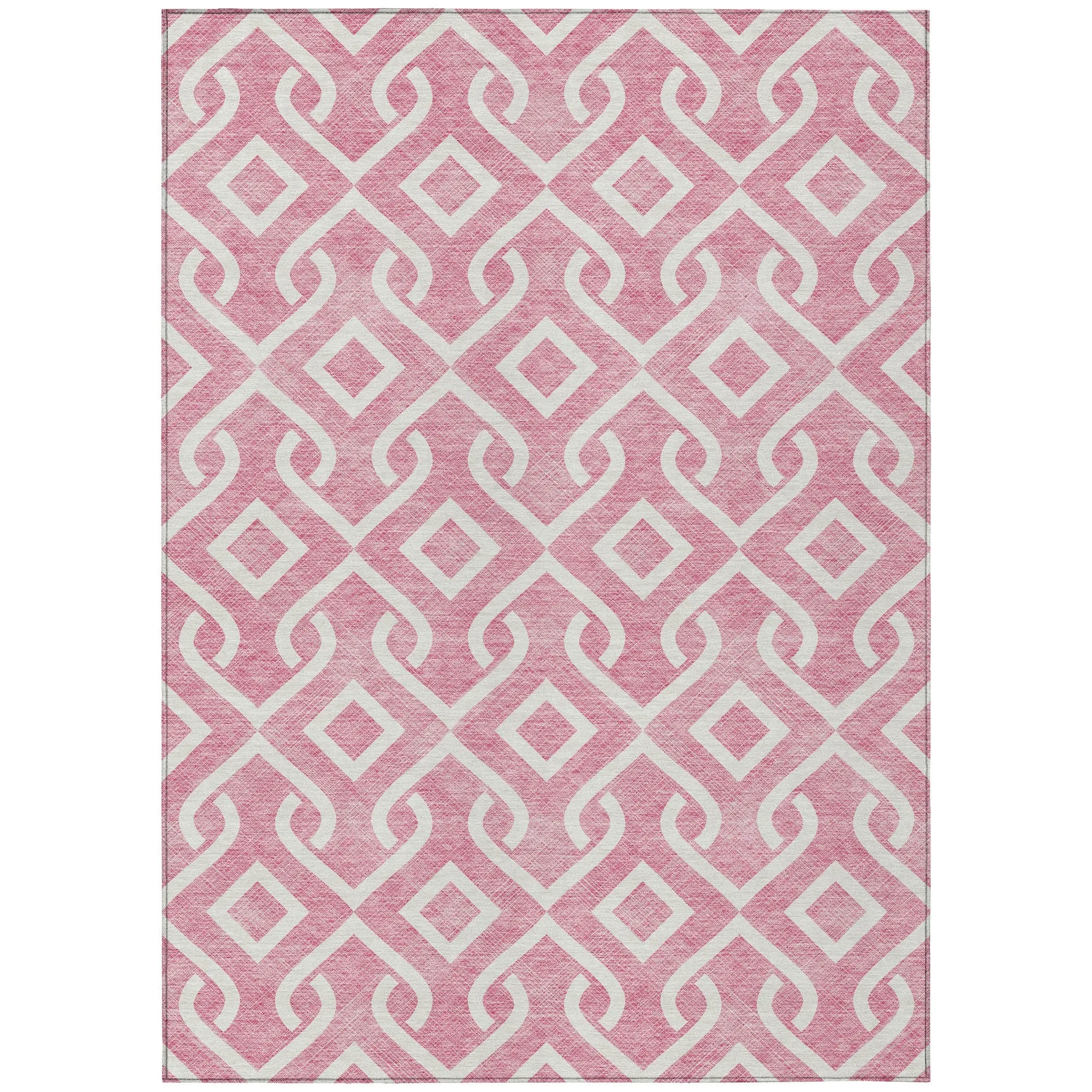 Machine Washable Indoor/ Outdoor Chantille Trellis Scroll Rug