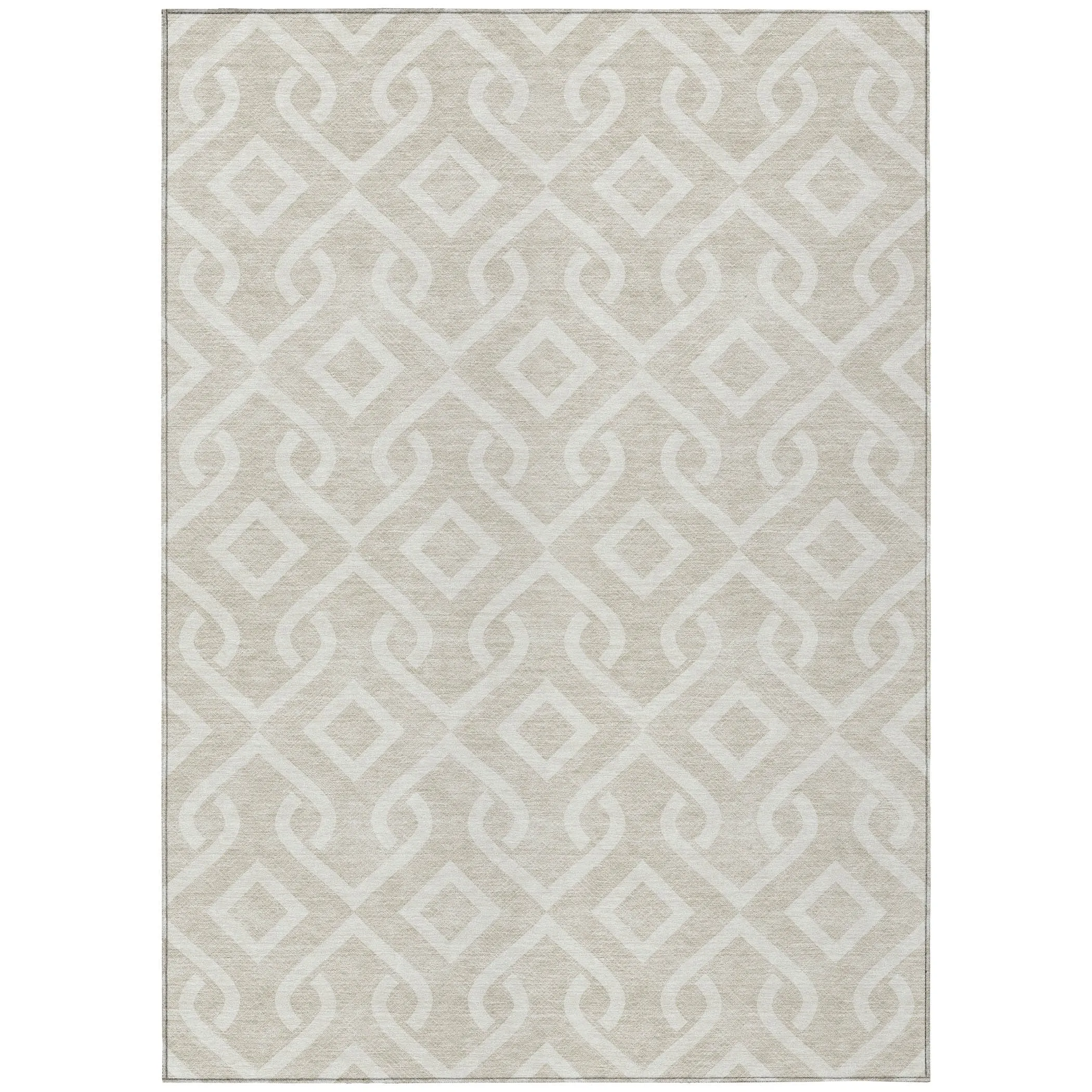 Machine Washable Indoor/ Outdoor Chantille Trellis Scroll Rug