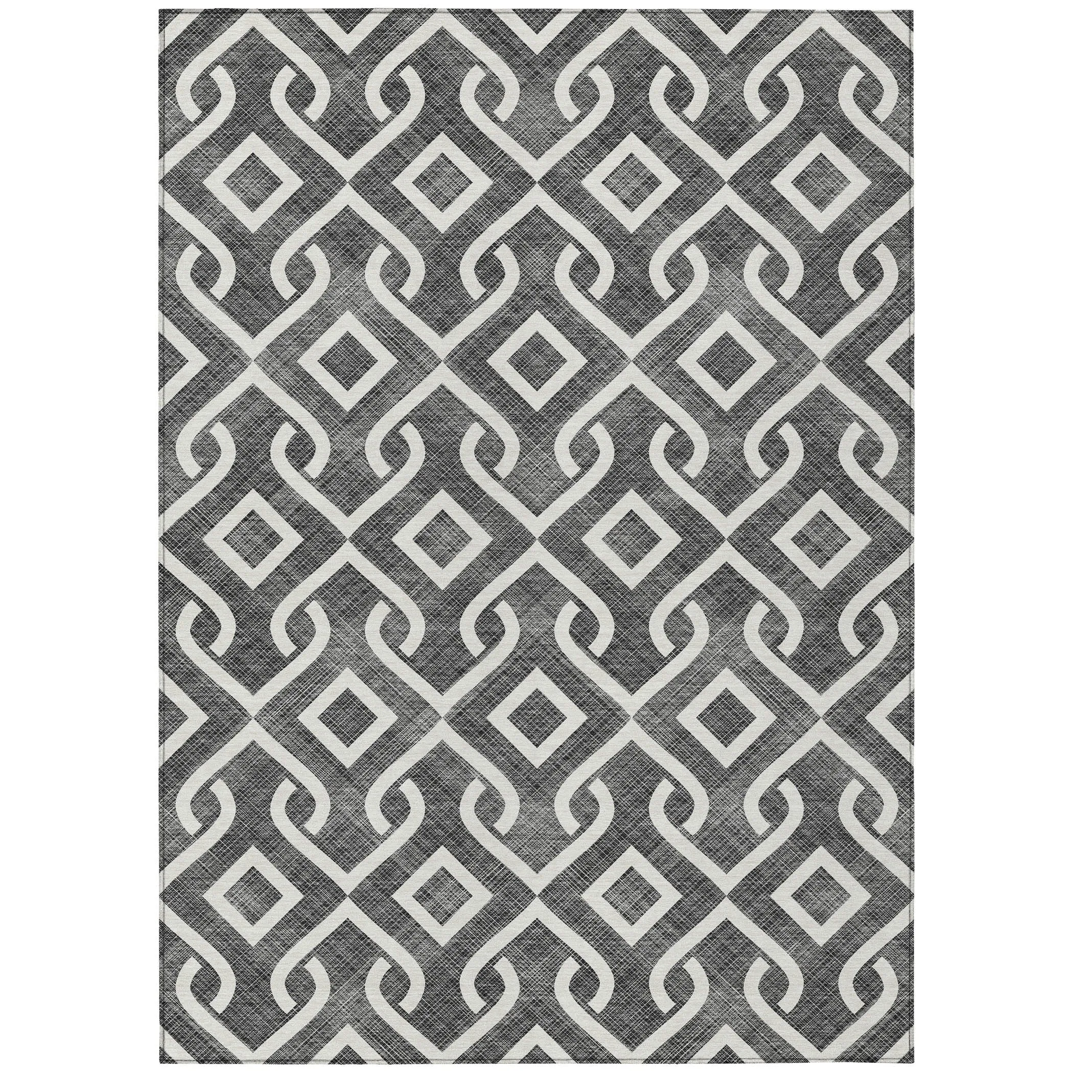 Machine Washable Indoor/ Outdoor Chantille Trellis Scroll Rug