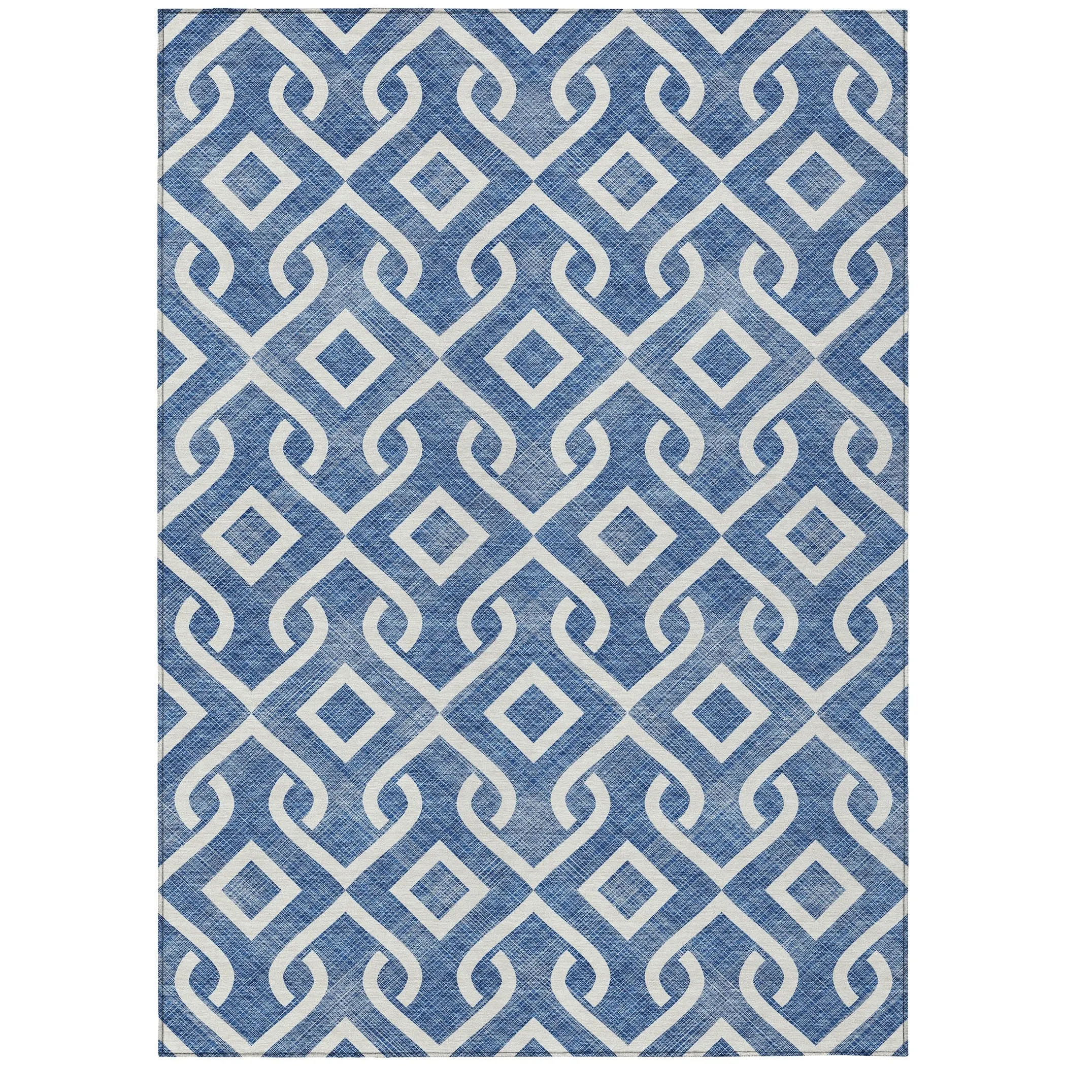 Machine Washable Indoor/ Outdoor Chantille Trellis Scroll Rug