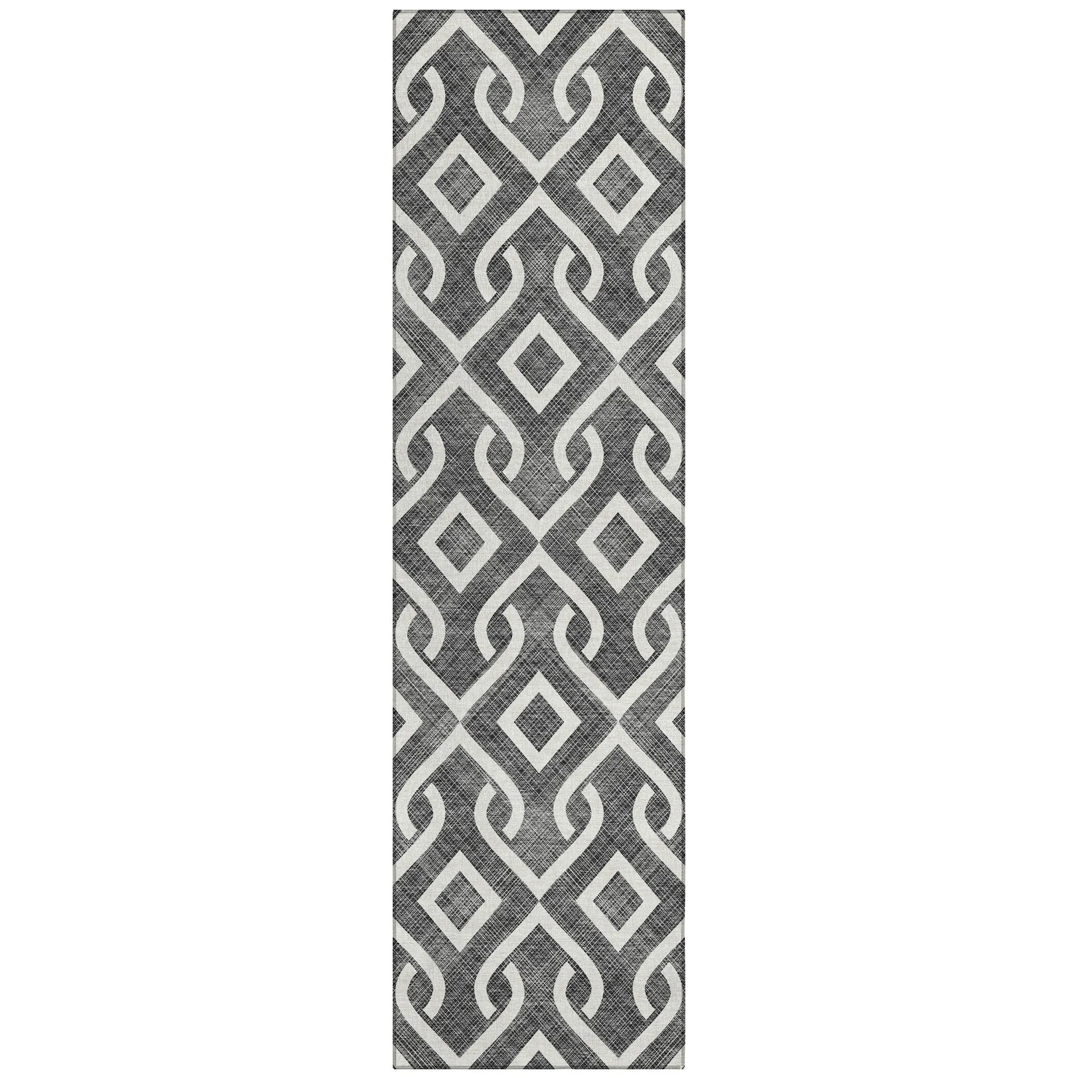 Machine Washable Indoor/ Outdoor Chantille Trellis Scroll Rug