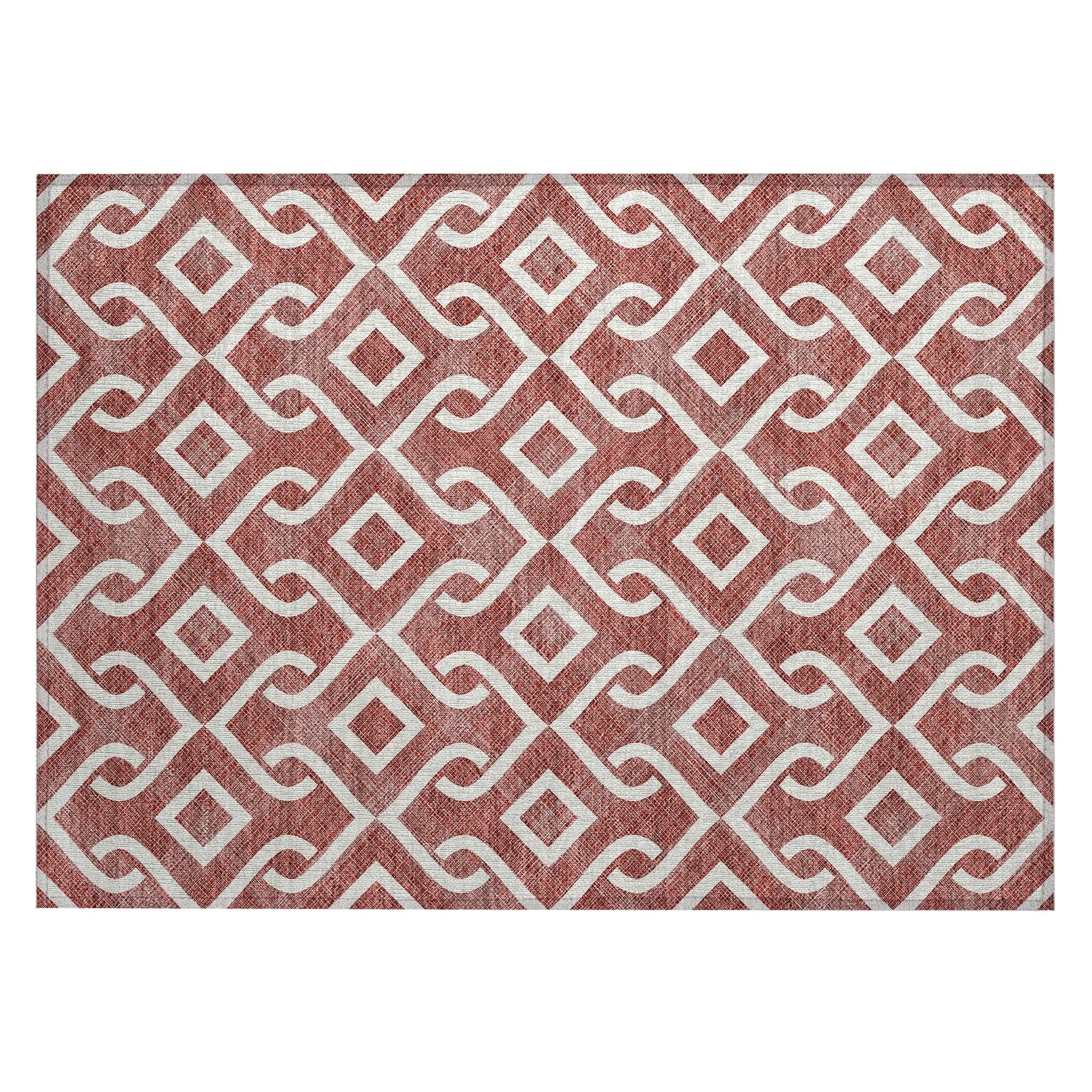 Machine Washable Indoor/ Outdoor Chantille Trellis Scroll Rug