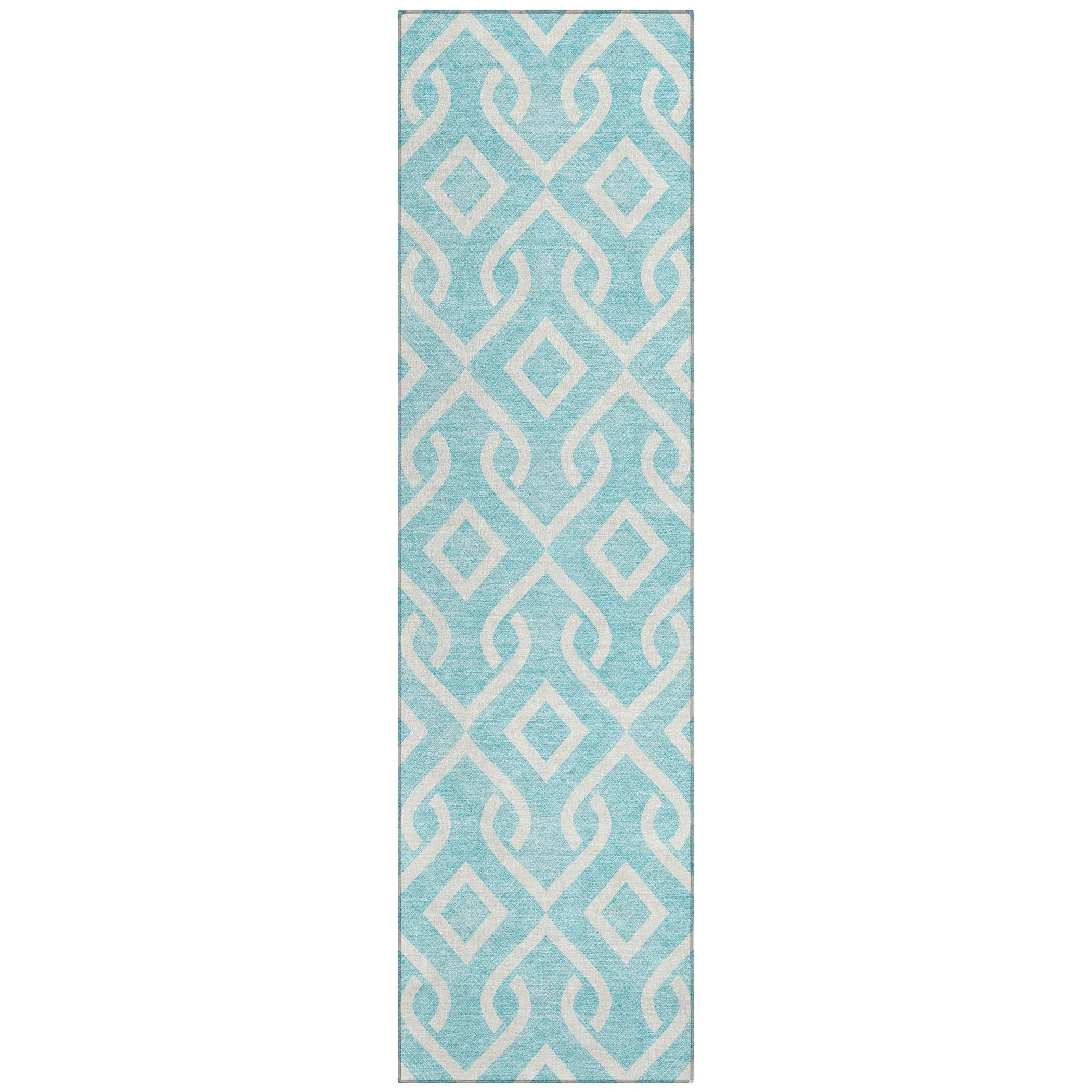 Machine Washable Indoor/ Outdoor Chantille Trellis Scroll Rug