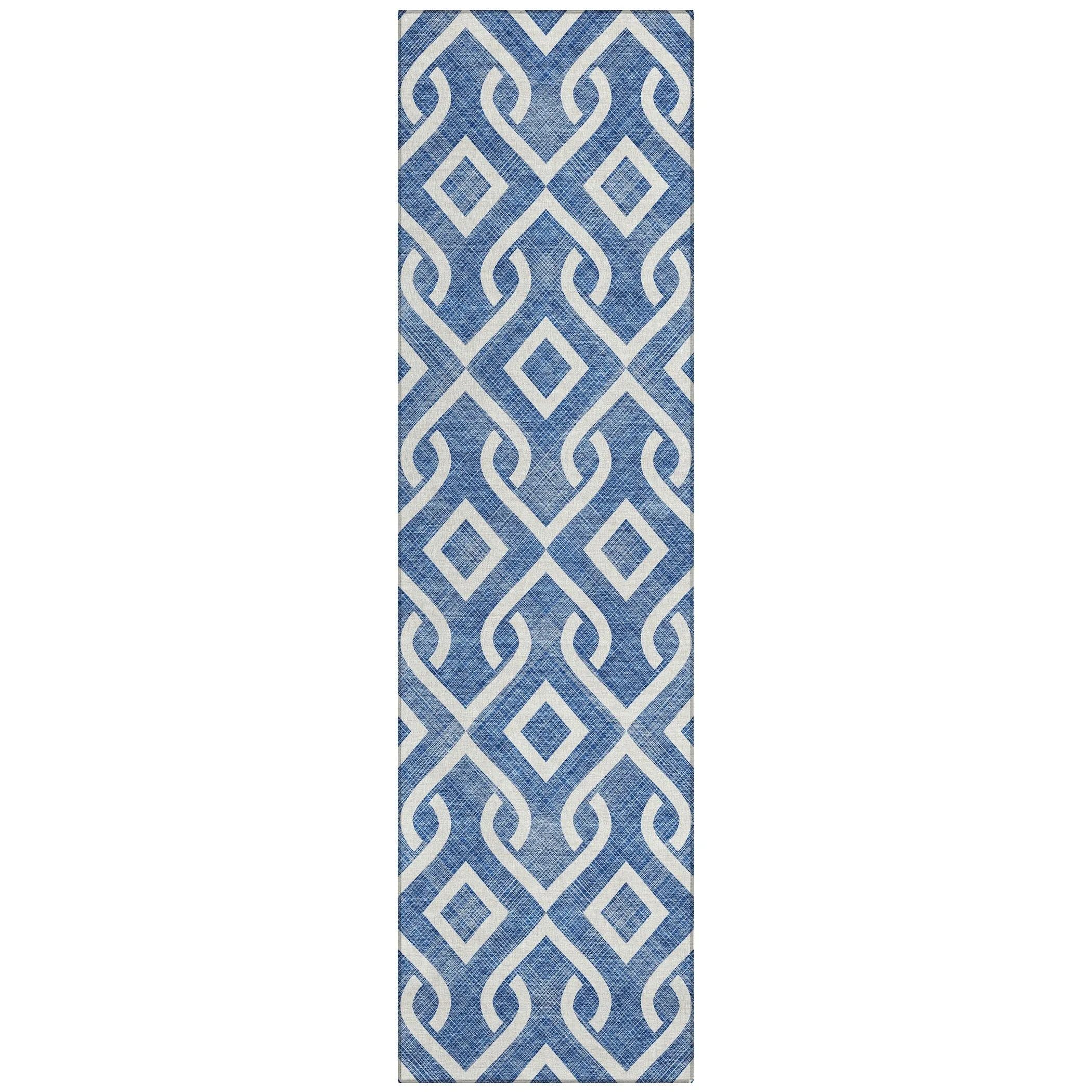Machine Washable Indoor/ Outdoor Chantille Trellis Scroll Rug
