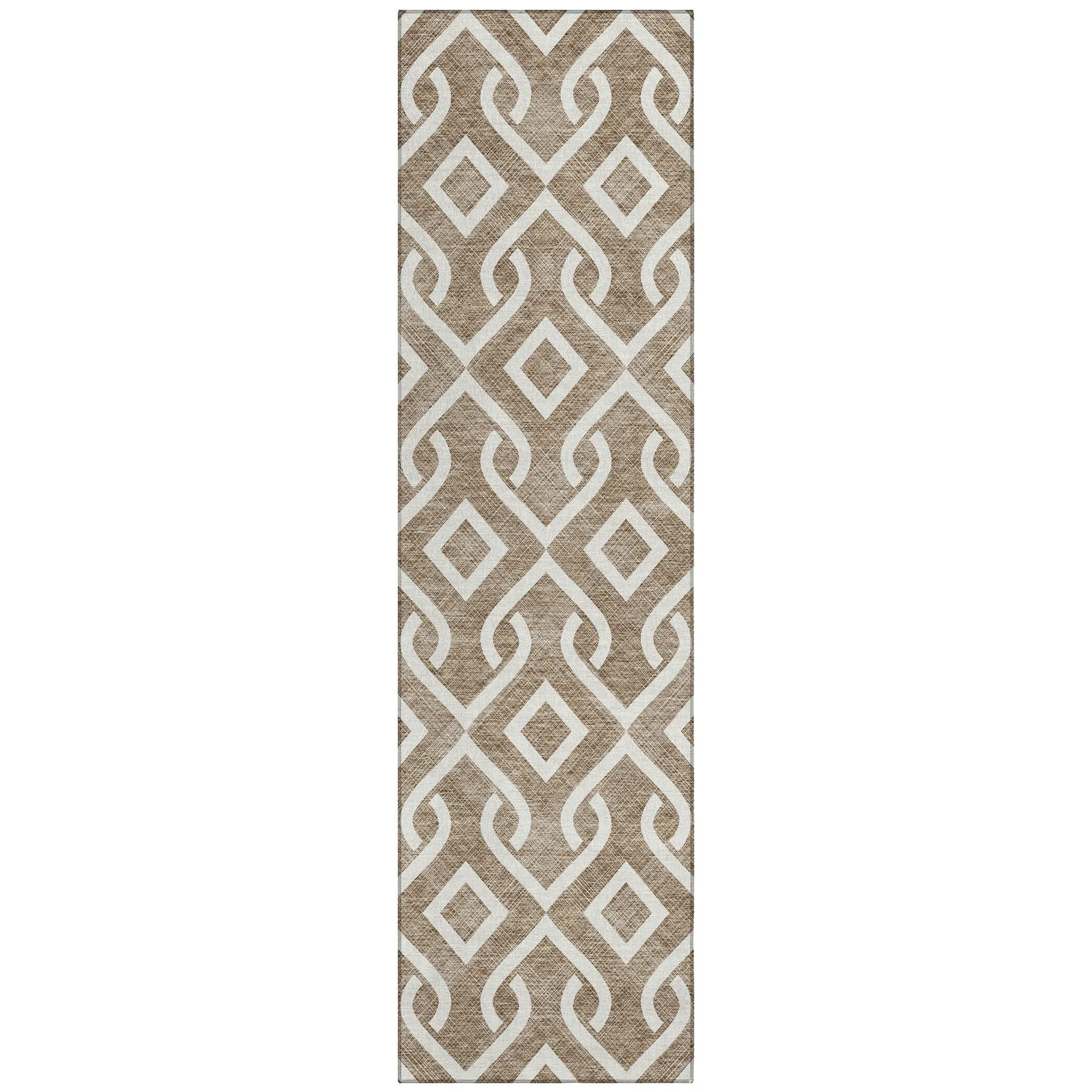 Machine Washable Indoor/ Outdoor Chantille Trellis Scroll Rug