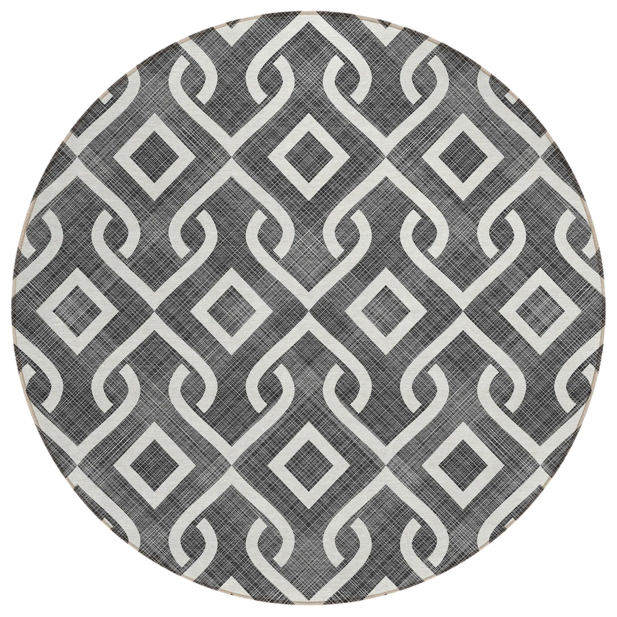 Machine Washable Indoor/ Outdoor Chantille Trellis Scroll Rug