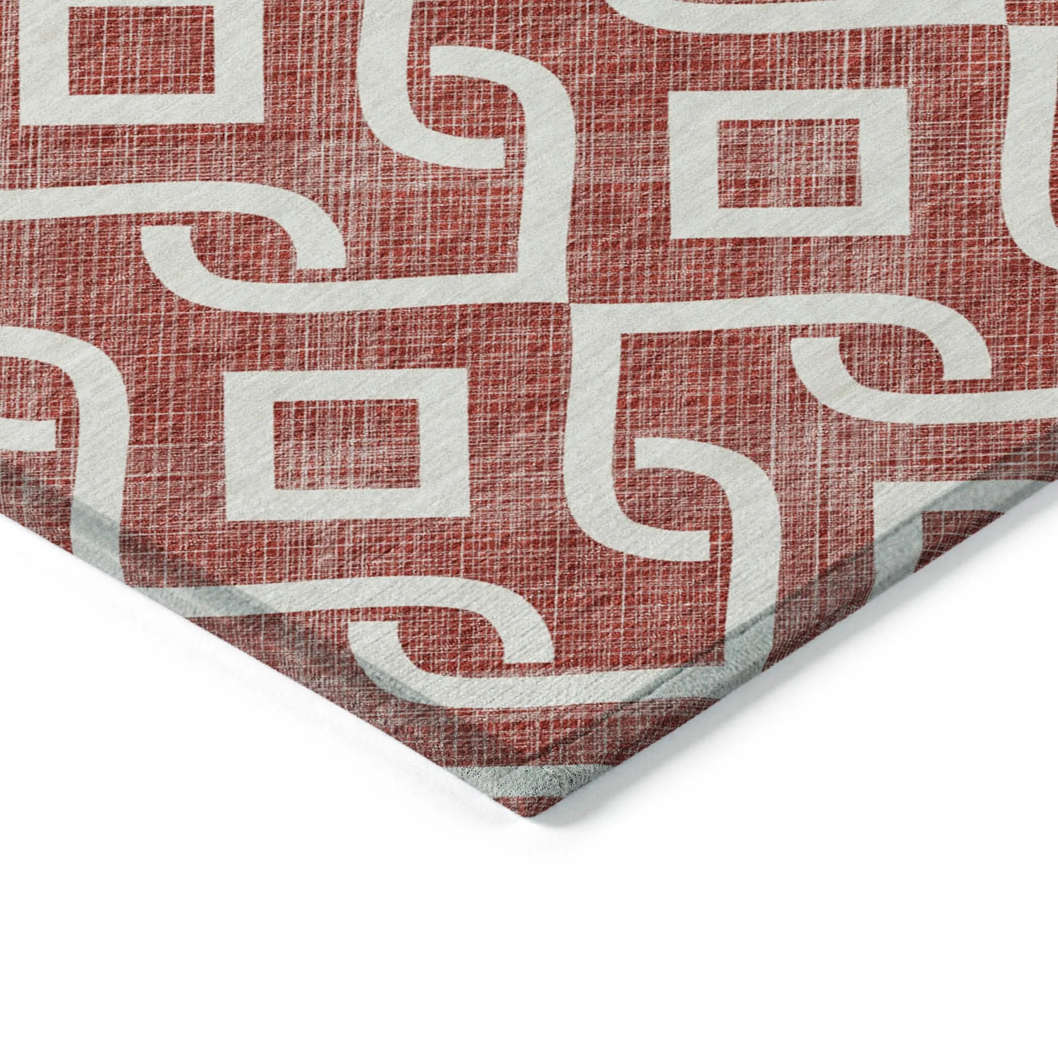 Machine Washable Indoor/ Outdoor Chantille Trellis Scroll Rug