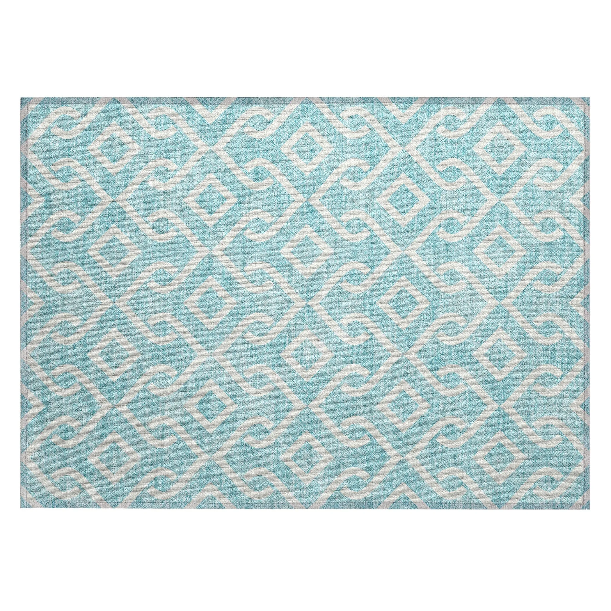 Machine Washable Indoor/ Outdoor Chantille Trellis Scroll Rug