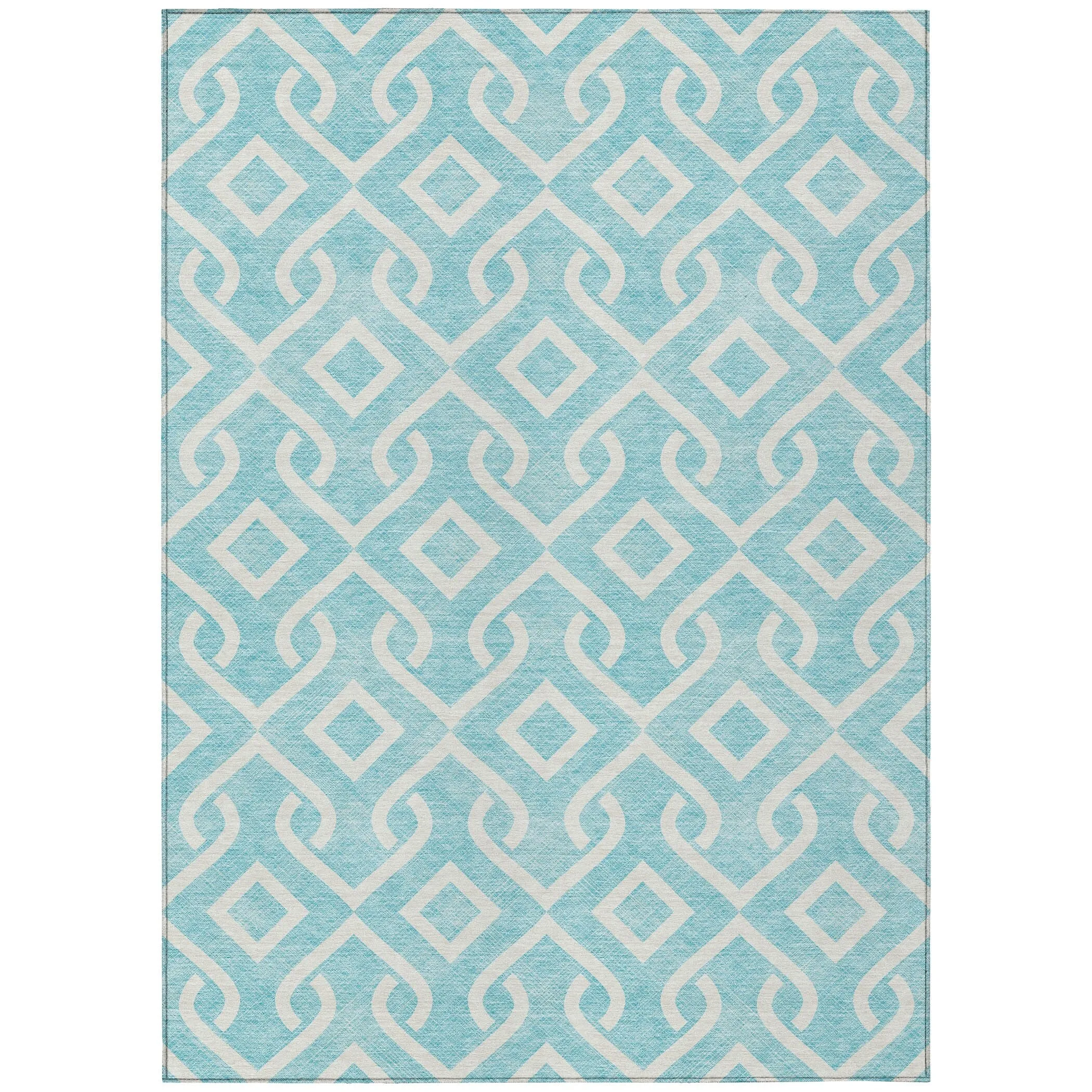 Machine Washable Indoor/ Outdoor Chantille Trellis Scroll Rug