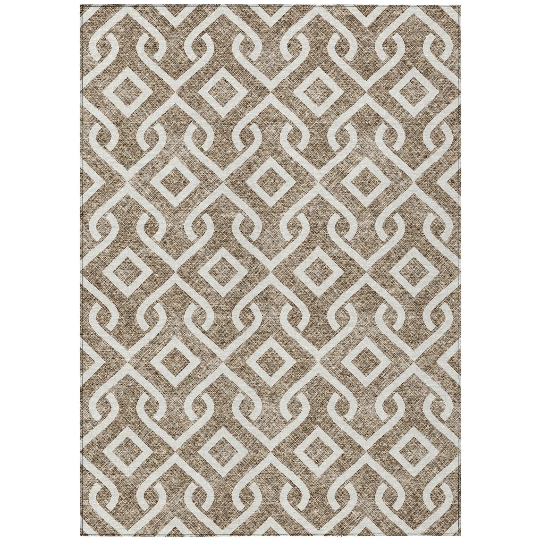 Machine Washable Indoor/ Outdoor Chantille Trellis Scroll Rug