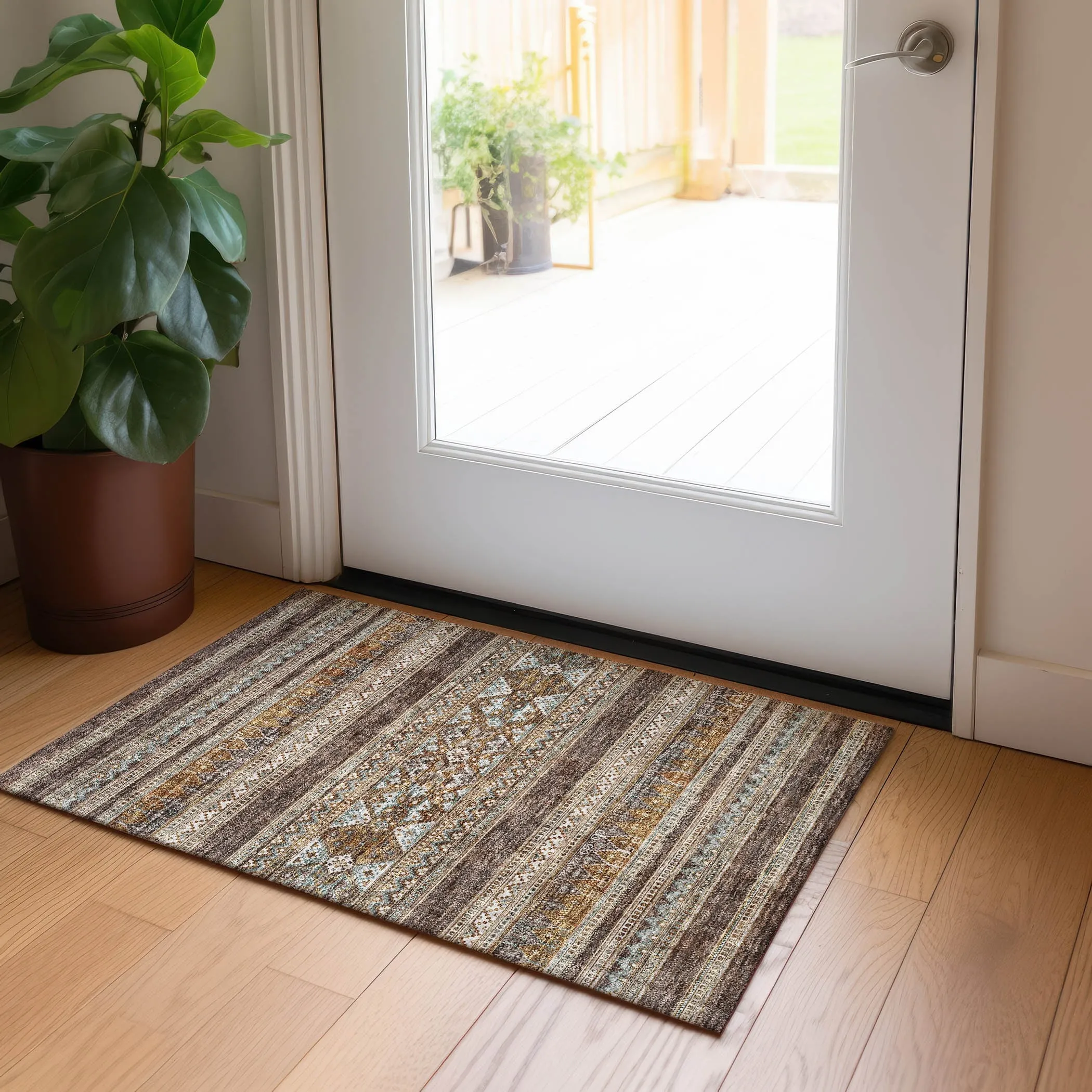 Machine Washable Indoor/ Outdoor Chantille Tribal Boho Rug