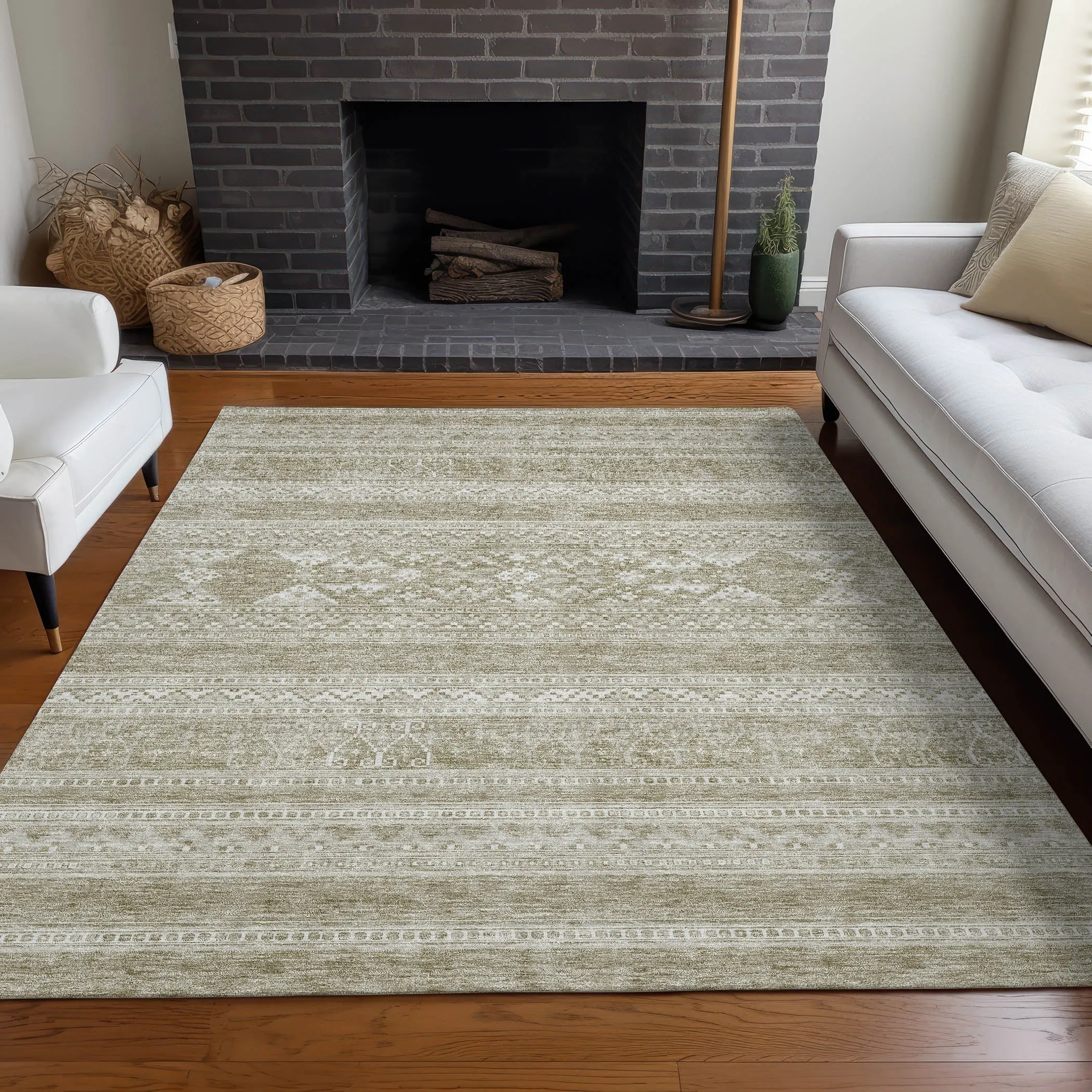 Machine Washable Indoor/ Outdoor Chantille Tribal Boho Rug