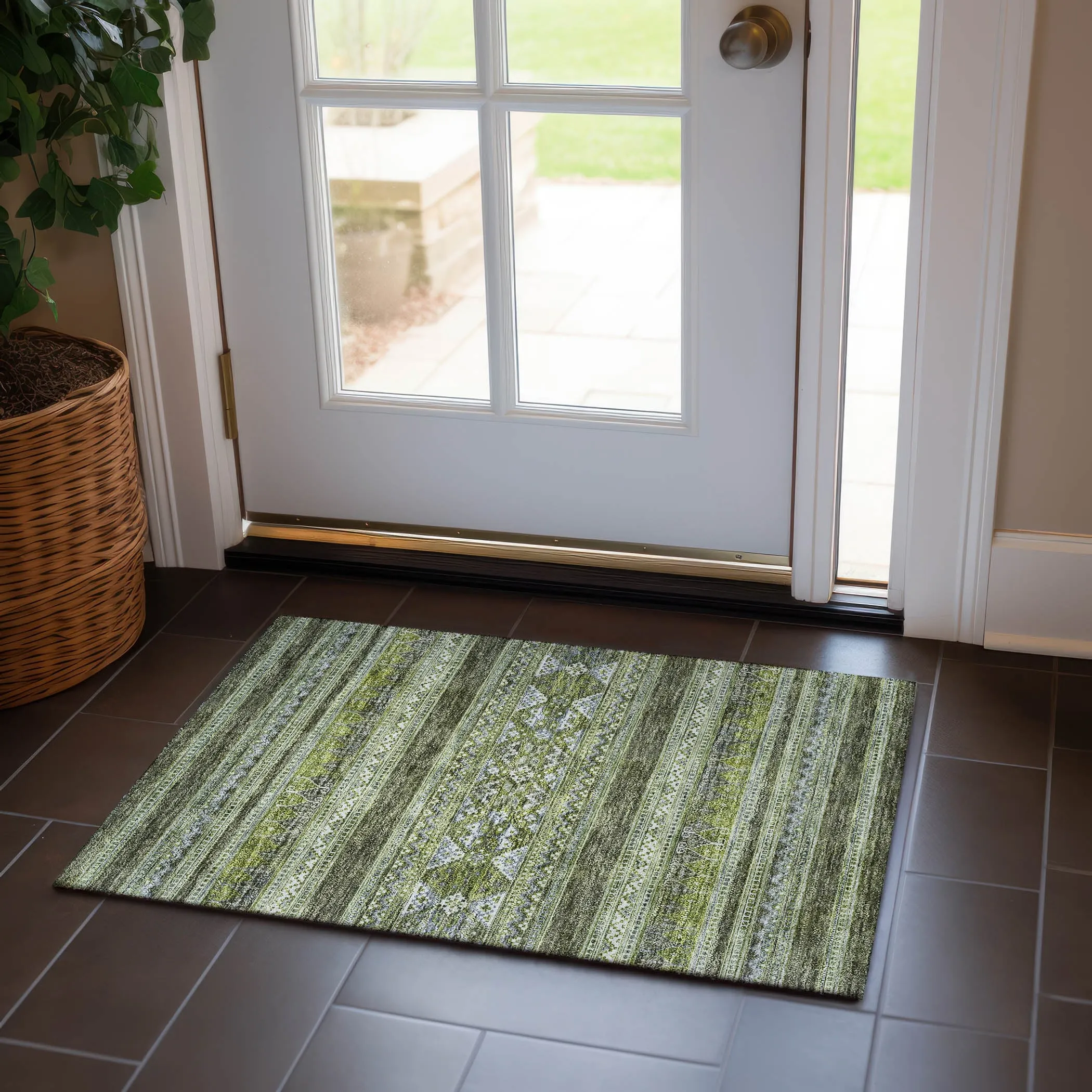 Machine Washable Indoor/ Outdoor Chantille Tribal Boho Rug