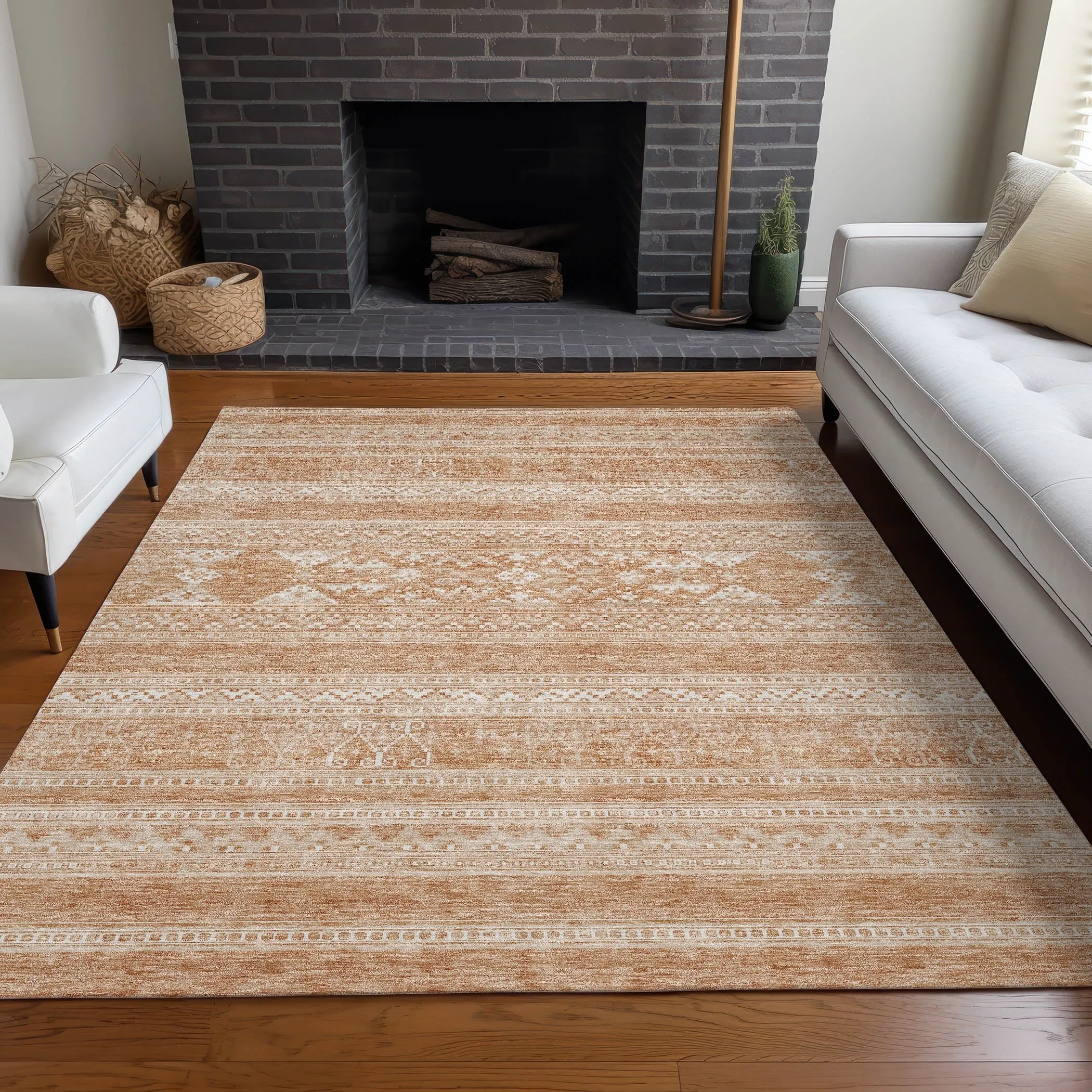 Machine Washable Indoor/ Outdoor Chantille Tribal Boho Rug