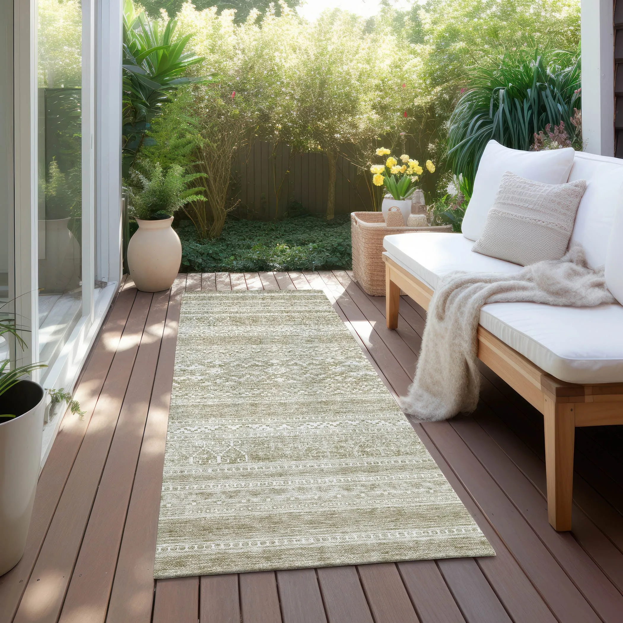 Machine Washable Indoor/ Outdoor Chantille Tribal Boho Rug