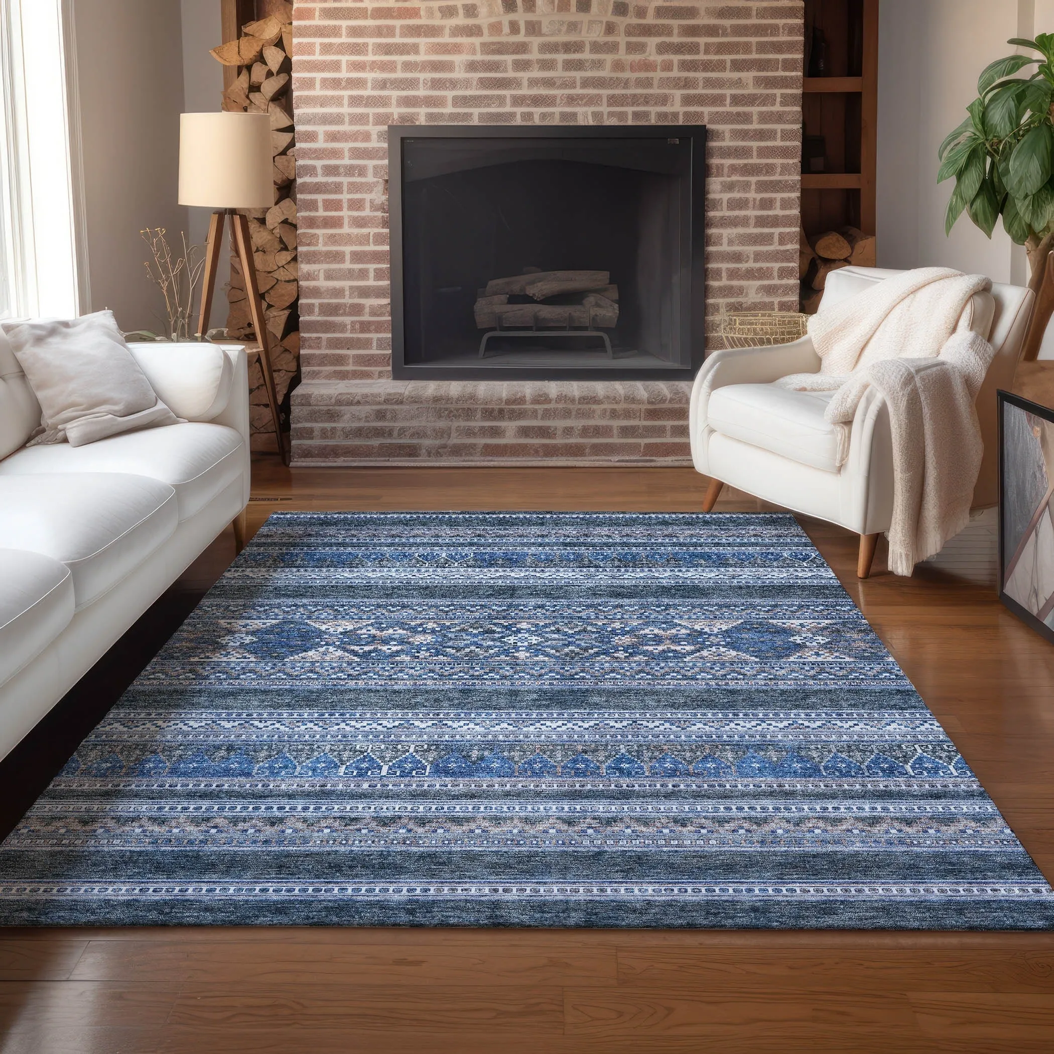 Machine Washable Indoor/ Outdoor Chantille Tribal Boho Rug