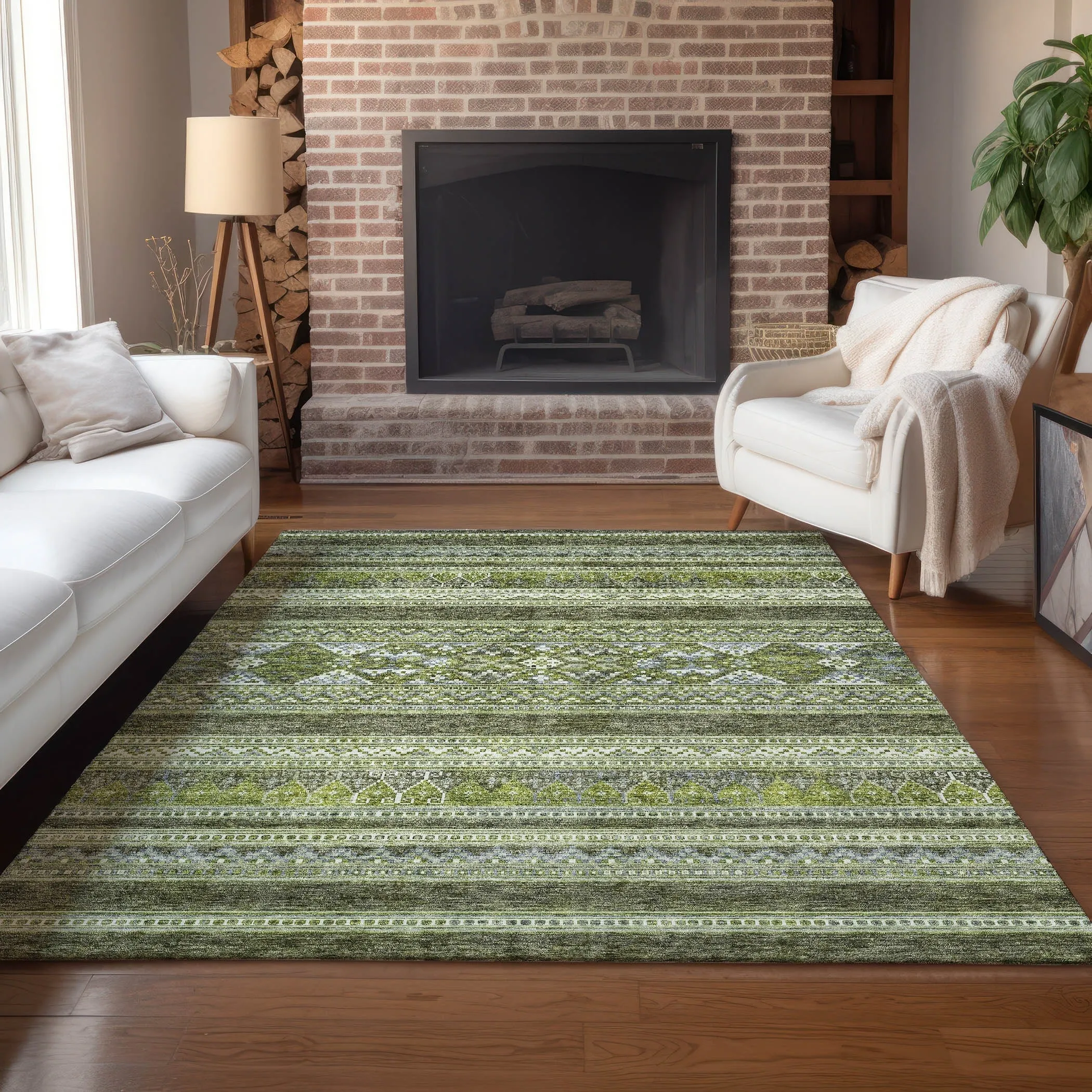 Machine Washable Indoor/ Outdoor Chantille Tribal Boho Rug