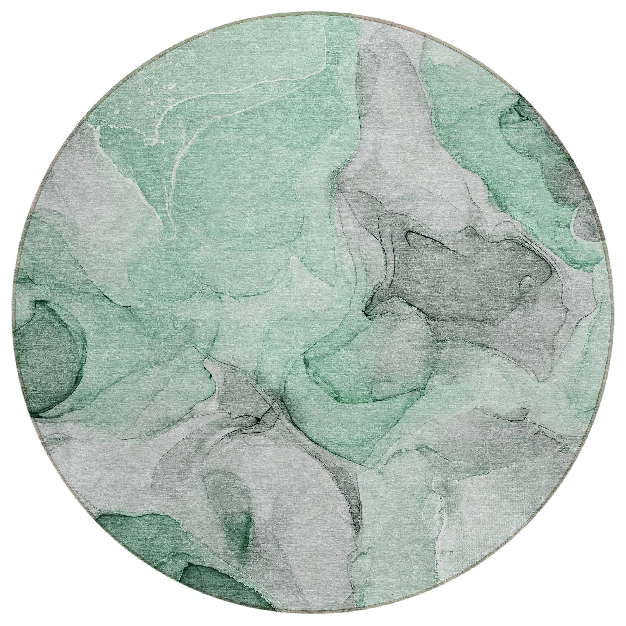 Machine Washable Indoor/ Outdoor Chantille Watercolor Green Rug