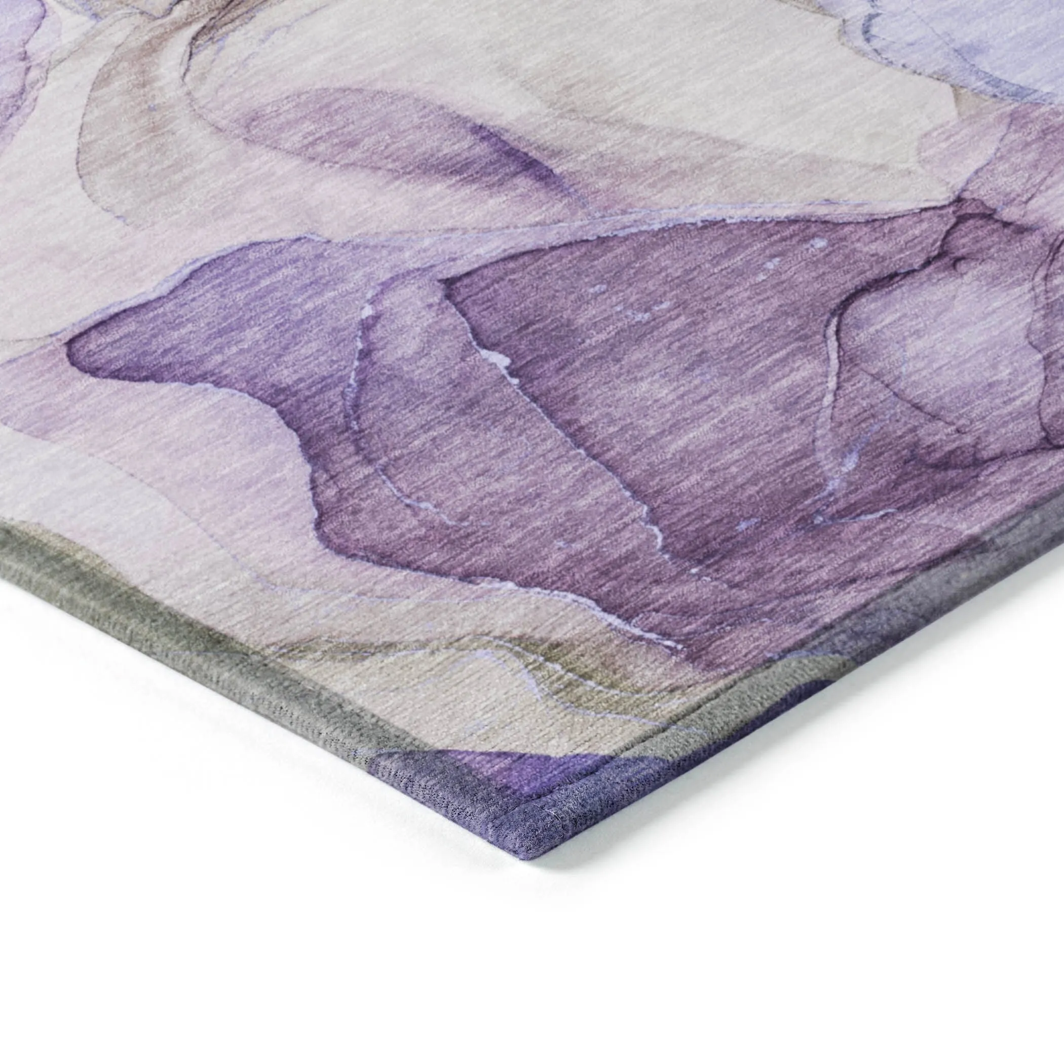 Machine Washable Indoor/ Outdoor Chantille Watercolor Purple Rug