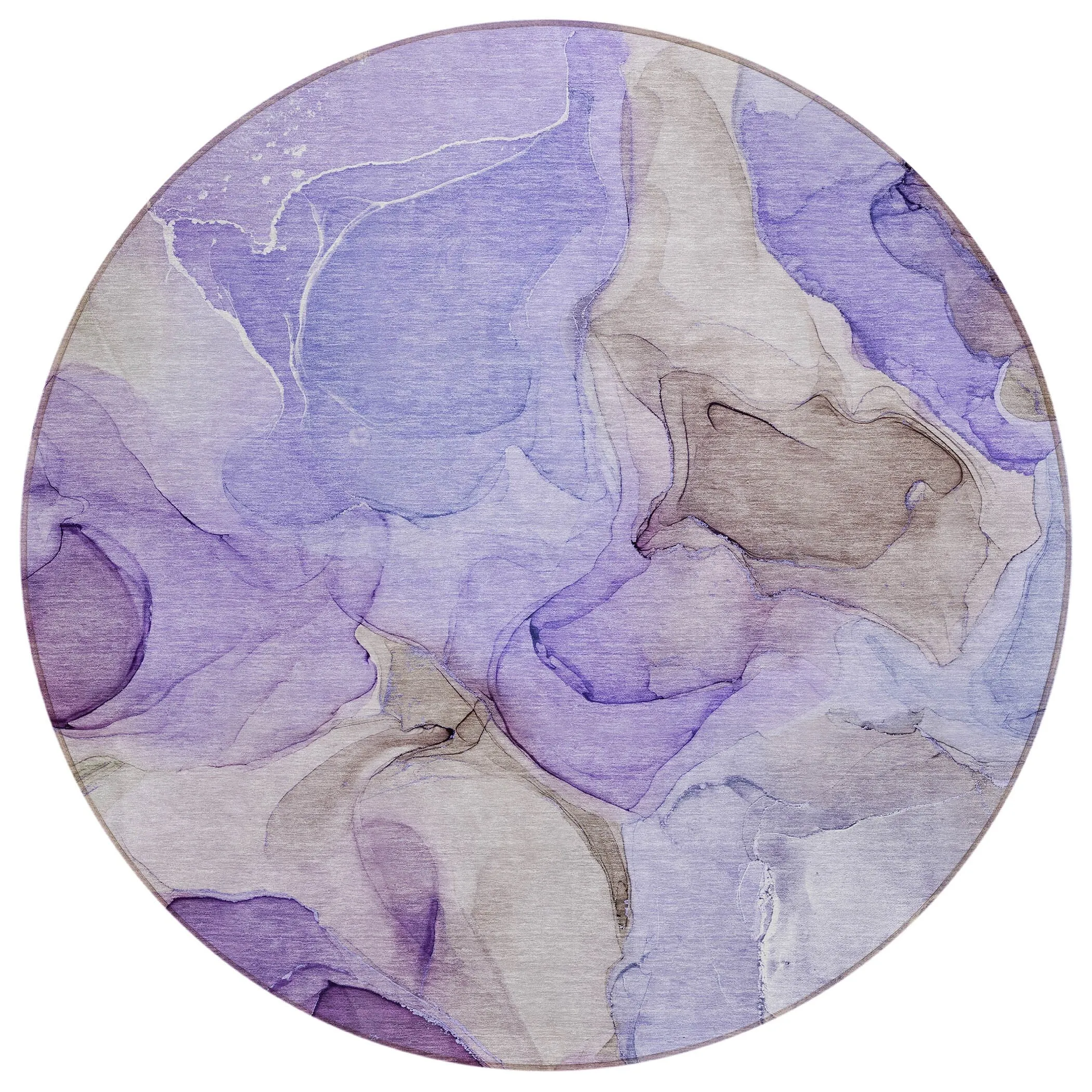Machine Washable Indoor/ Outdoor Chantille Watercolor Purple Rug