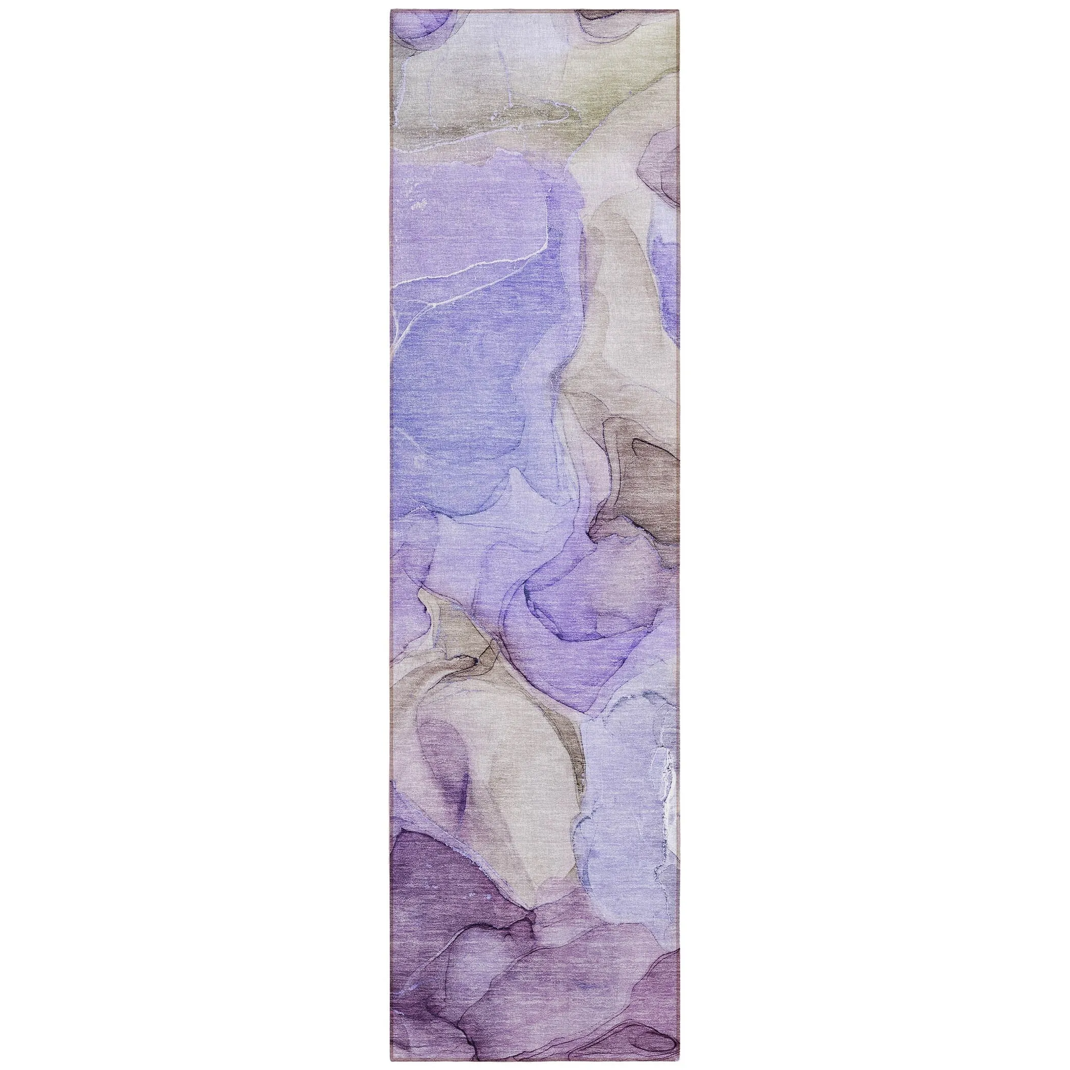 Machine Washable Indoor/ Outdoor Chantille Watercolor Purple Rug