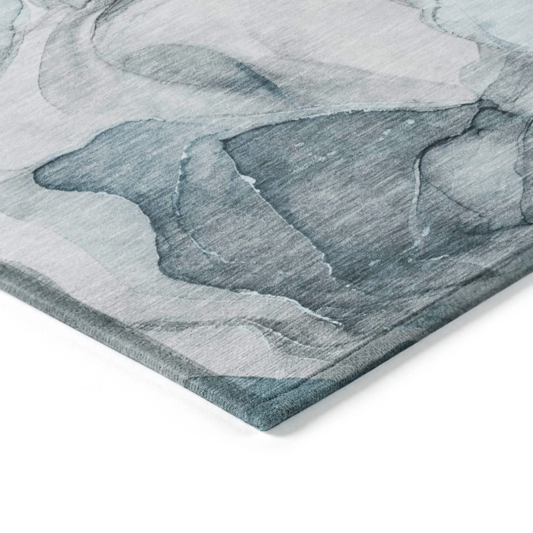 Machine Washable Indoor/ Outdoor Chantille Watercolor Teal Rug