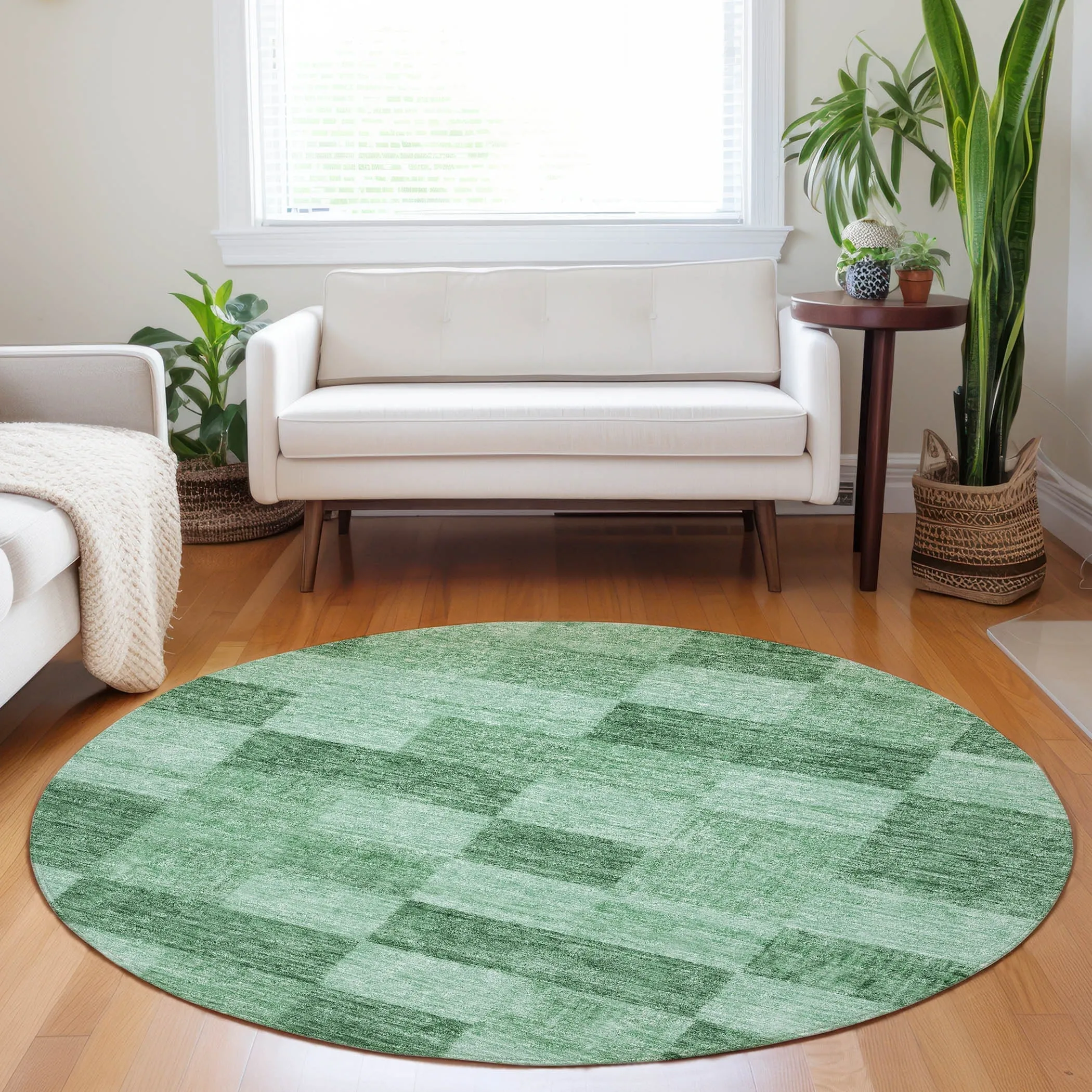 Machine Washable Indoor/ Outdoor Checker Chantille Rug